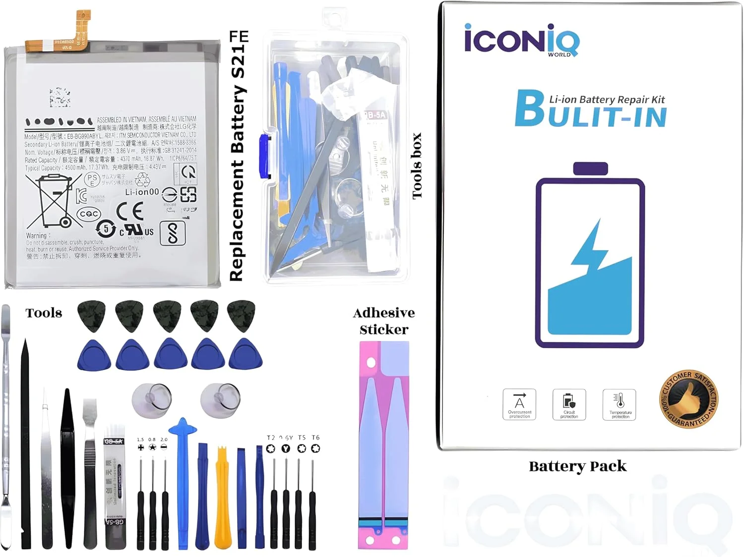 باتری ممتاز برای سامسونگ گلکسی S21، SM-G991 G991B/DS G991U/U1 G991W G991N G991Q G9910، EB-BG991ABY (4000 میلی آمپر ساعت)، شامل باتری، ابزار و برچسب چسب