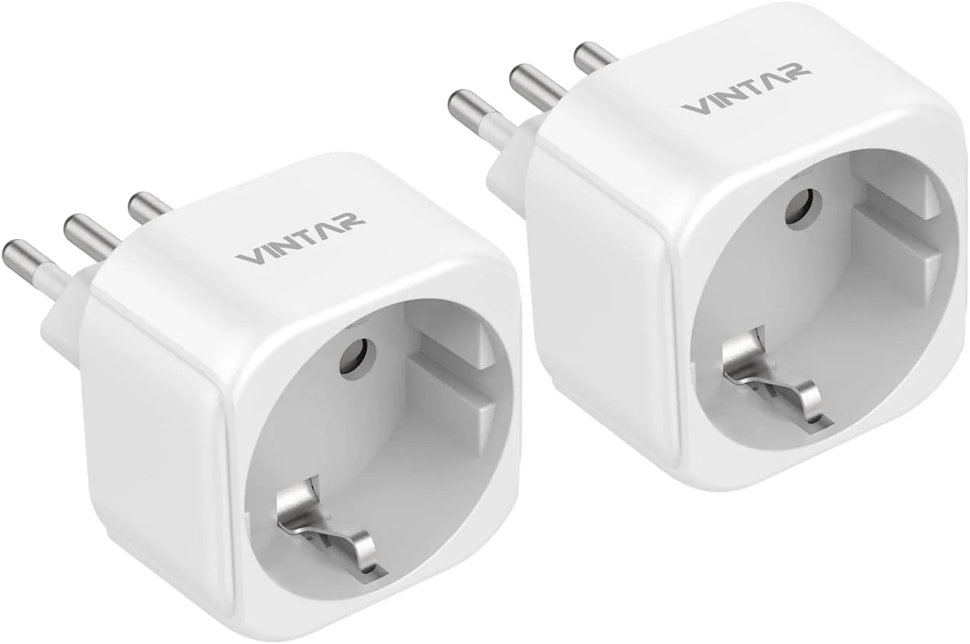 تبدیل دوشاخه اروپایی به سه شاخه ایتالیایی VINTAR، تبدیل دوشاخه 2 پین فرانسوی/اروپایی به سه شاخه ایتالیایی برای ایتالیا، سوریه، اروگوئه، شیلی، مالدیو، نوع L، سفید