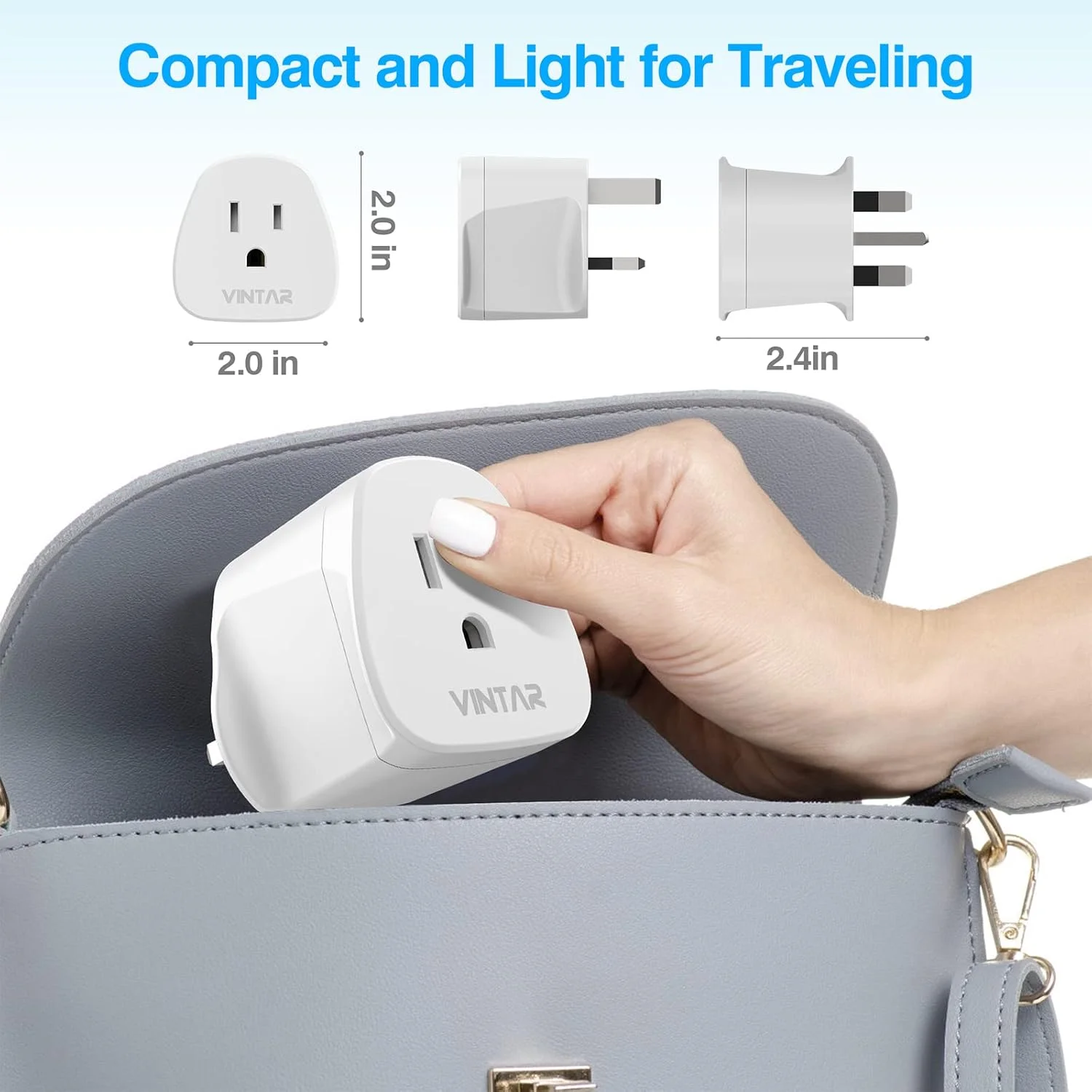 تبدیل دوشاخه آمریکایی به بریتانیایی VINTAR با فیوز 10 آمپر - آداپتور مسافرتی مناسب برای آمریکا، کانادا، ژاپن و غیره (نوع A، B)، 1 عدد