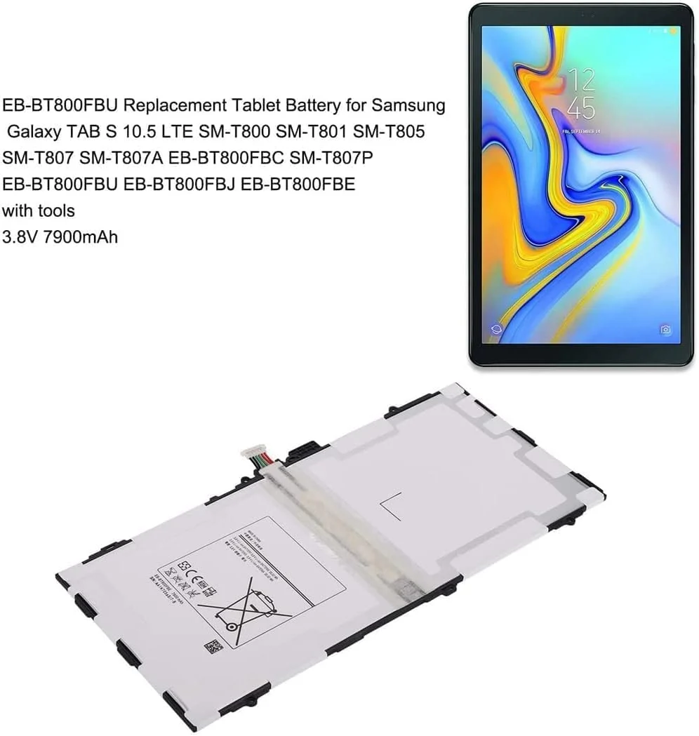 باتری تبلت ACJADL EB-BT800FBE EB-BT800FBU سازگار با Samsung Galaxy TAB S 10.5 LTE SM-T800 SM-T801 SM-T805 SM-T807 SM-T807A SM-T807P EB-BT800FBJ EB-BT800FBC 7900mAh به همراه ابزار باتری تبلت ACJADL EB-BT800FBE EB-BT800FBU سازگار با Samsung Galaxy TAB S 10.5 LTE SM-T800 SM-T801 SM-T805 SM-T807 SM-T807A SM-T807P EB-BT800FBJ EB-BT800FBC 7900mAh به همراه ابزار