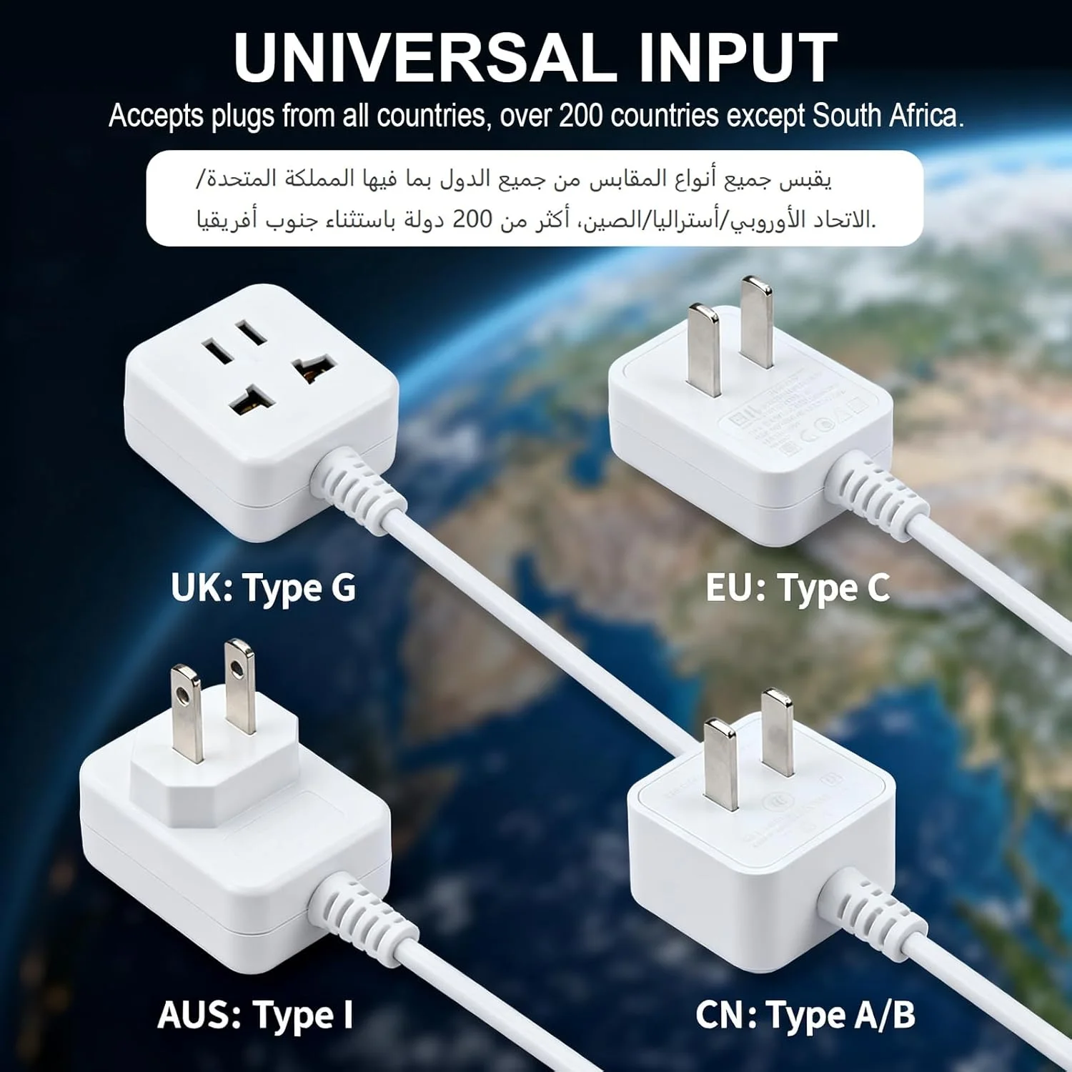 [بسته 2 عددی] مبدل آداپتور دوشاخه مسافرتی جهانی - ایالات متحده/کانادا/اتحادیه اروپا/استرالیا به دوشاخه امارات متحده عربی دبی انگلستان هنگ کنگ - آداپتور برق 3 پین برای سفر کاری، هتل ها، فرودگاه ها