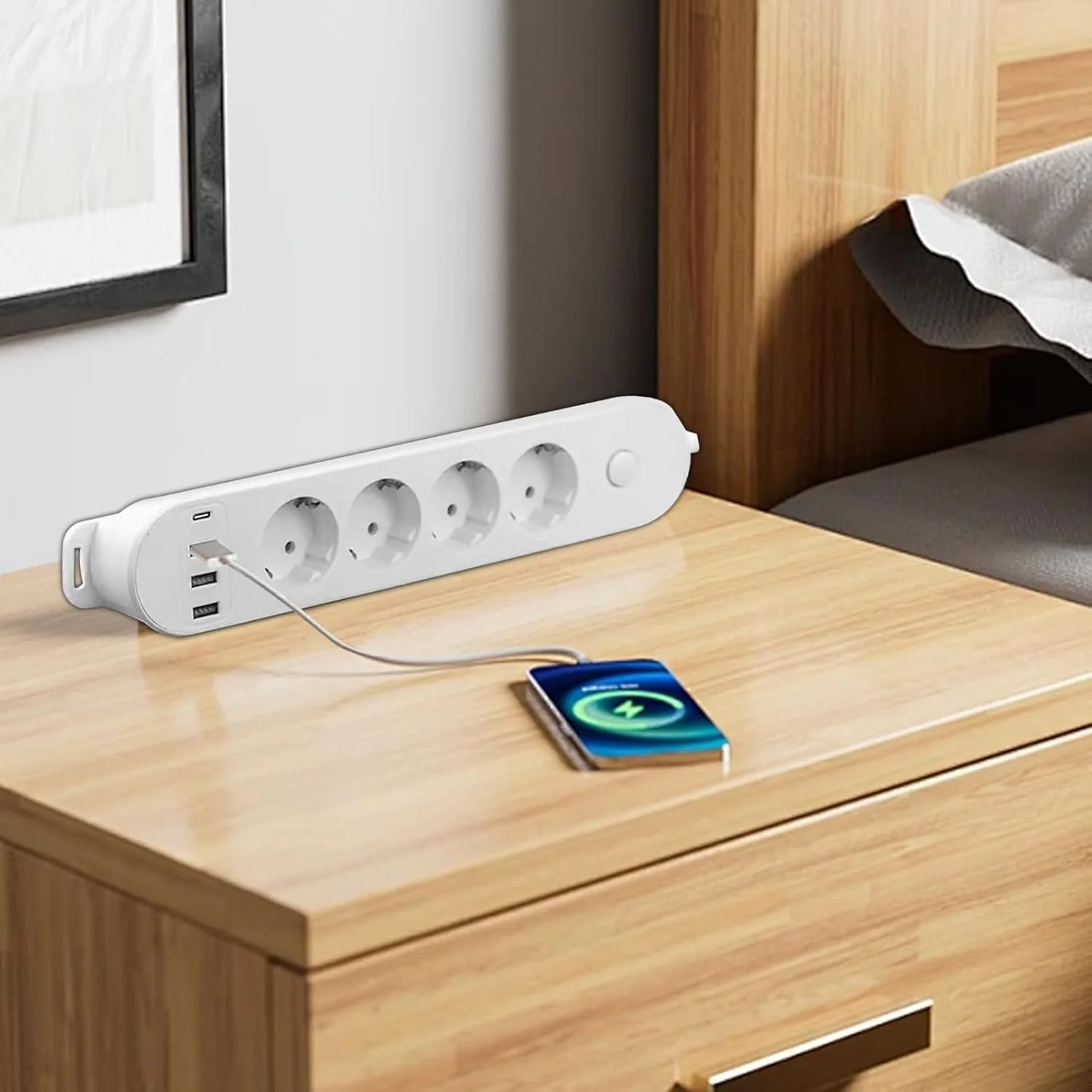 سیم رابط چند شاخه برق اروپایی، آداپتور بین المللی دوشاخه | لوازم جانبی برقی ایمن و چند منظوره قابل حمل برای تبلت، تلفن همراه، منزل و خوابگاه