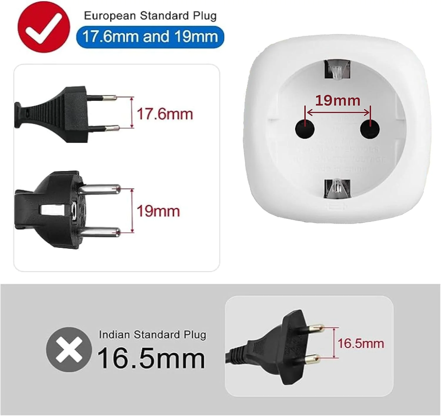 تبدیل دوشاخه برق مسافرتی | تبدیل دوشاخه EU به UK | تبدیل دوشاخه اروپایی به UK | 2 پین به 3 پین | تبدیل دوشاخه یورو به UK | (سفید)