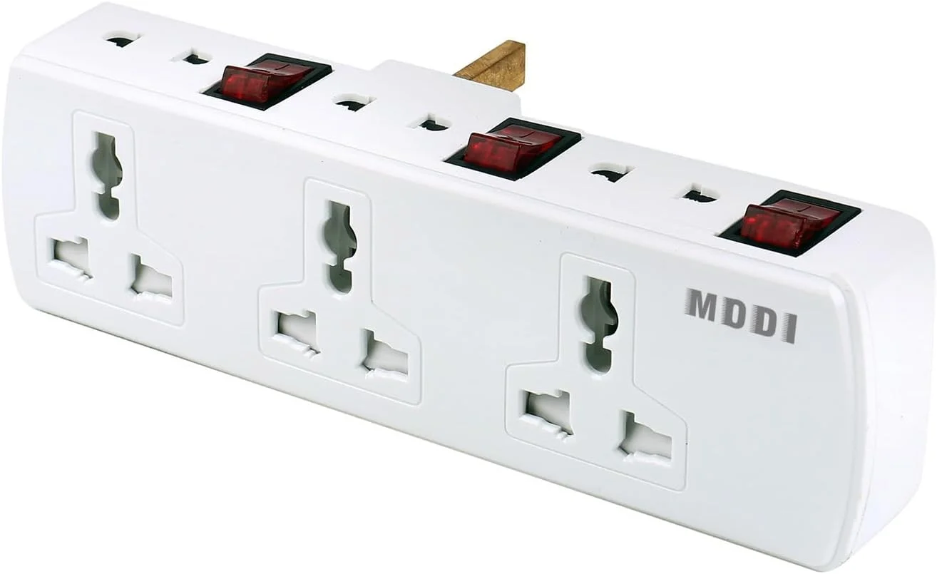 آداپتور افزایش پورت برق EFFIE با 6 خروجی، EU, AU, UK, US, CN, JP, IN, PK, PH، مناسب منزل، دفتر و آشپزخانه (3 سوکت جهانی + 3 سوکت 2 پین)