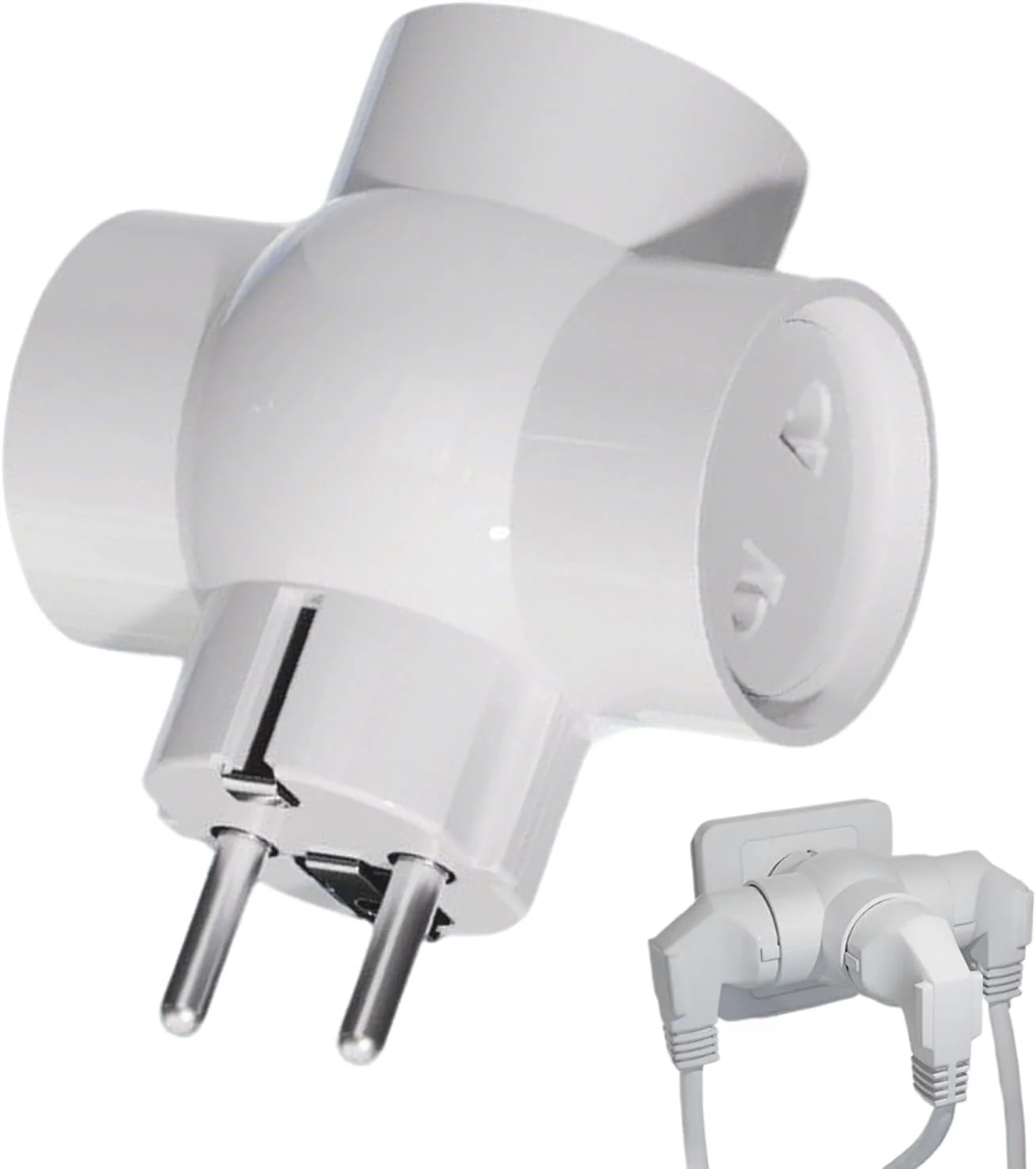 تبدیل دوشاخه - افزایش دهنده پریز، چند شاخه 16 آمپر با 3 پریز آداپتور AC برای سفرهای آلمان، اروپا، روسیه، مسافران زن و مرد