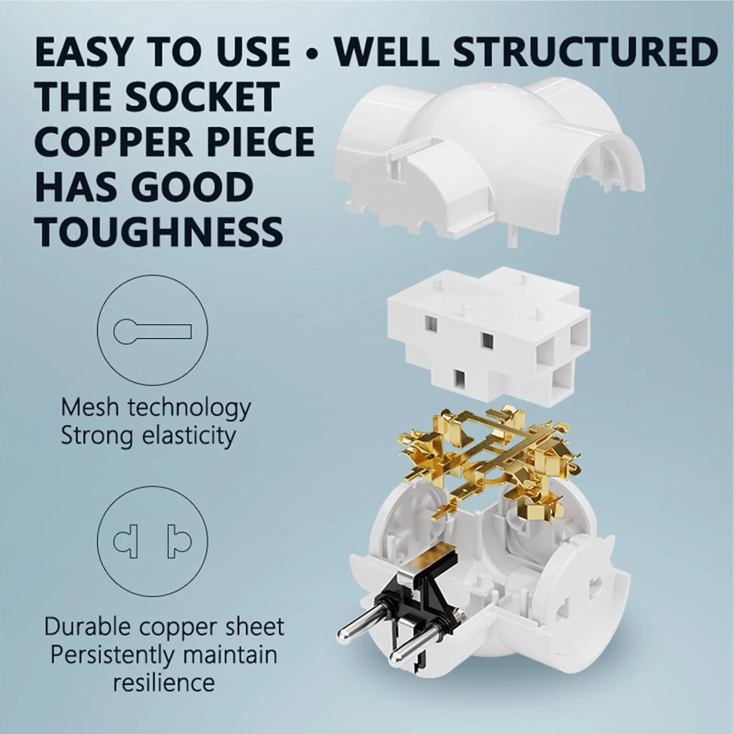 تبدیل دوشاخه - افزایش دهنده پریز، چند شاخه 16 آمپر با 3 پریز آداپتور AC برای سفرهای آلمان، اروپا، روسیه، مسافران زن و مرد