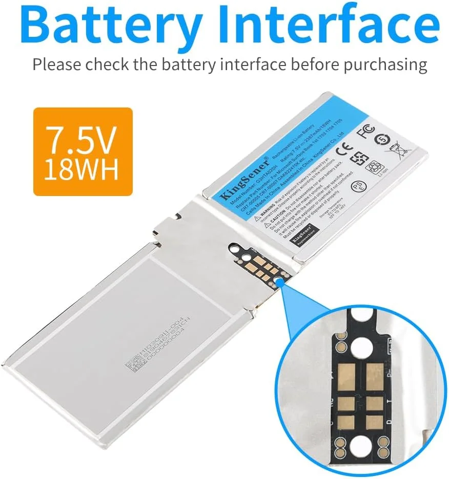 باتری تبلت G3HTA020H DAK822470K برای Microsoft Surface Book 1 1703 1704 1705 CR7 13.5 اینچ CR7-00005 CR7-00007 صفحه نمایش باتری G3HTA044H 7.5V 2387mAh/18WH به همراه ابزار