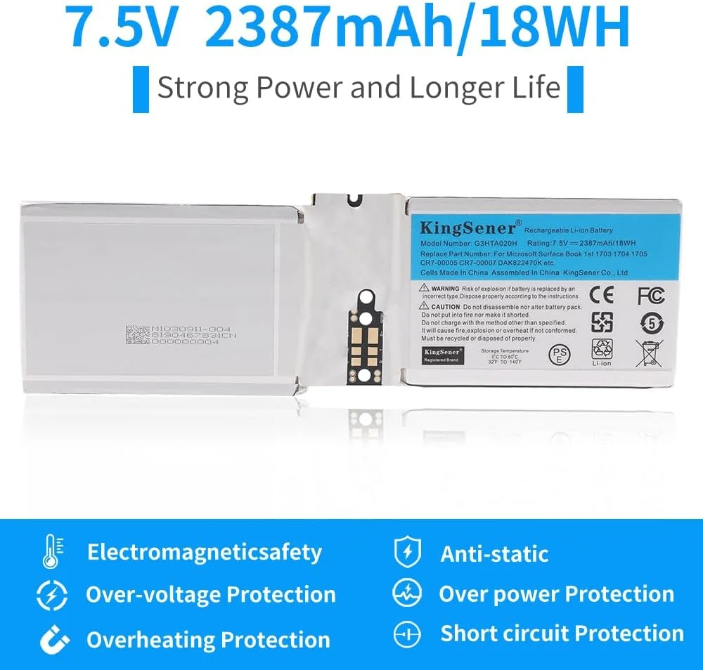 باتری تبلت G3HTA020H DAK822470K برای Microsoft Surface Book 1 1703 1704 1705 CR7 13.5 اینچ CR7-00005 CR7-00007 صفحه نمایش باتری G3HTA044H 7.5V 2387mAh/18WH به همراه ابزار