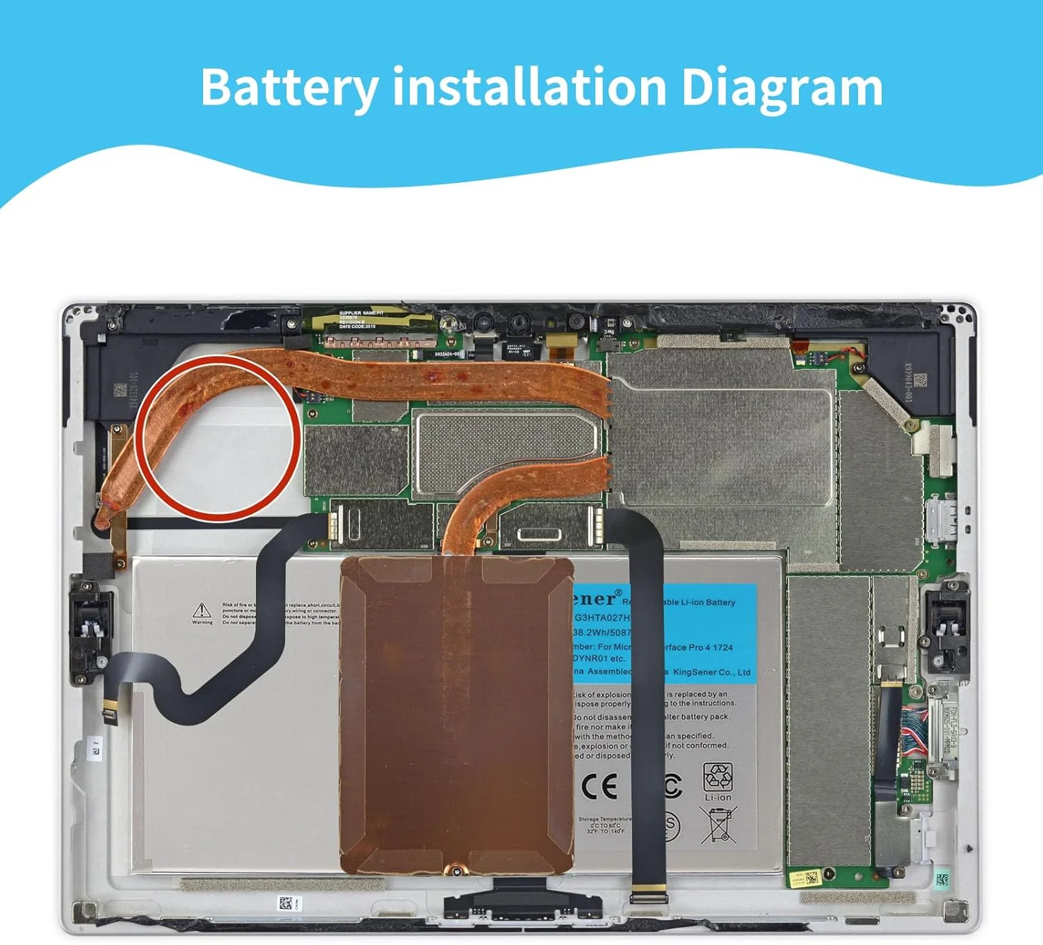 باتری جایگزین لپ تاپ G3HTA027H DYNR01 برای تبلت مایکروسافت Surface Pro 4 1724 12.3 اینچی G3HTA026H 7.5V 38.2Wh 5087mAh به همراه ابزار