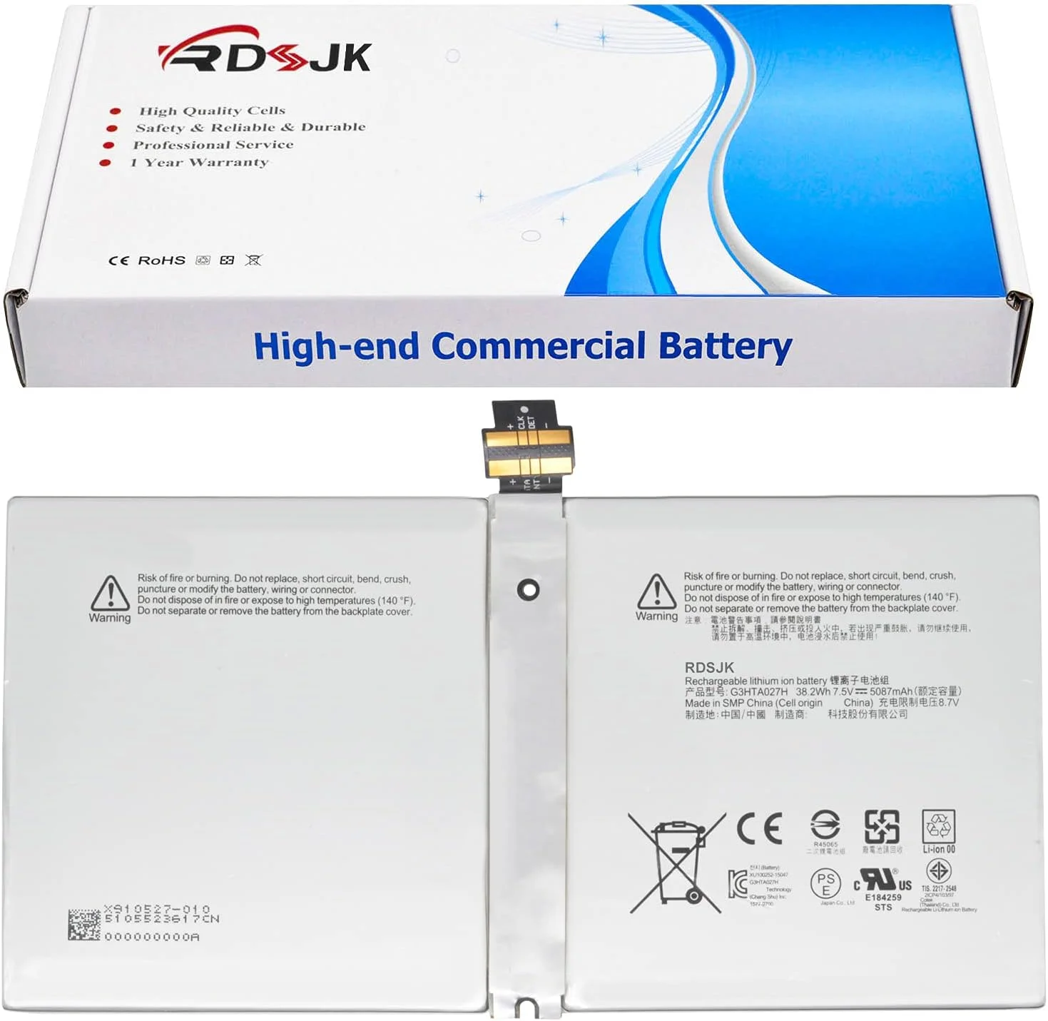 باتری لپ تاپ G3HTA027H DYNR01 برای تبلت Microsoft Surface Pro 4 Pro4 1724 12.3 اینچی سری DYNRO1 G3HTA026H 7.5V 38.2Wh 5087mAh به همراه ابزار