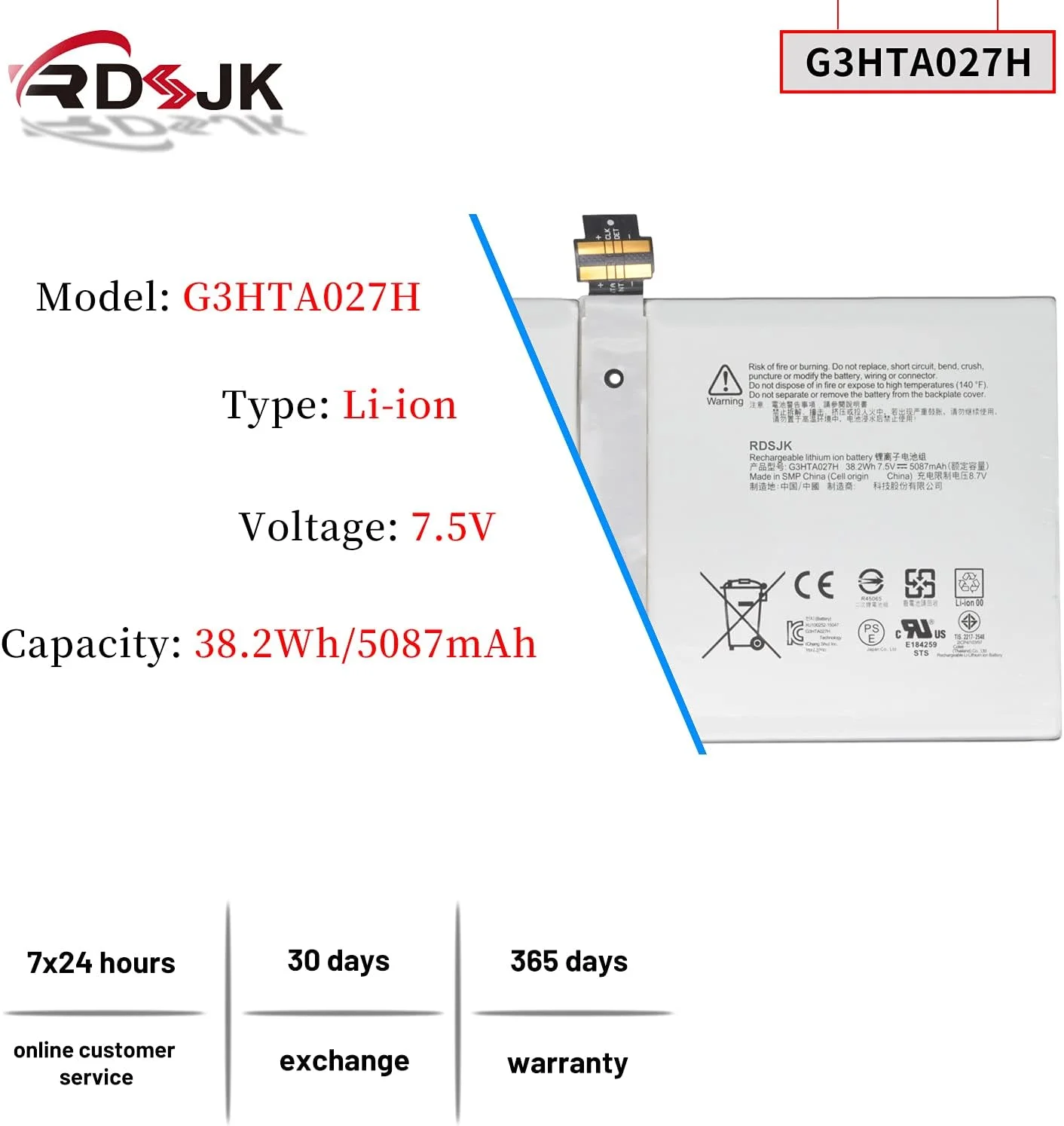 باتری لپ تاپ G3HTA027H DYNR01 برای تبلت Microsoft Surface Pro 4 Pro4 1724 12.3 اینچی سری DYNRO1 G3HTA026H 7.5V 38.2Wh 5087mAh به همراه ابزار باتری لپ تاپ G3HTA027H DYNR01 برای تبلت Microsoft Surface Pro 4 Pro4 1724 12.3 اینچی سری DYNRO1 G3HTA026H 7.5V 38.2Wh 5087mAh به همراه ابزار