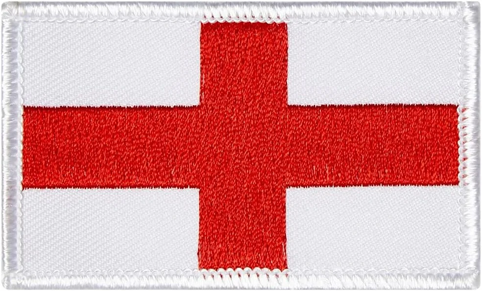 نشان های گلدوزی شده هنرهای رزمی PLAYWELL - نشان پرچم کشور - صلیب سنت جورج، سفید، سایز آزاد