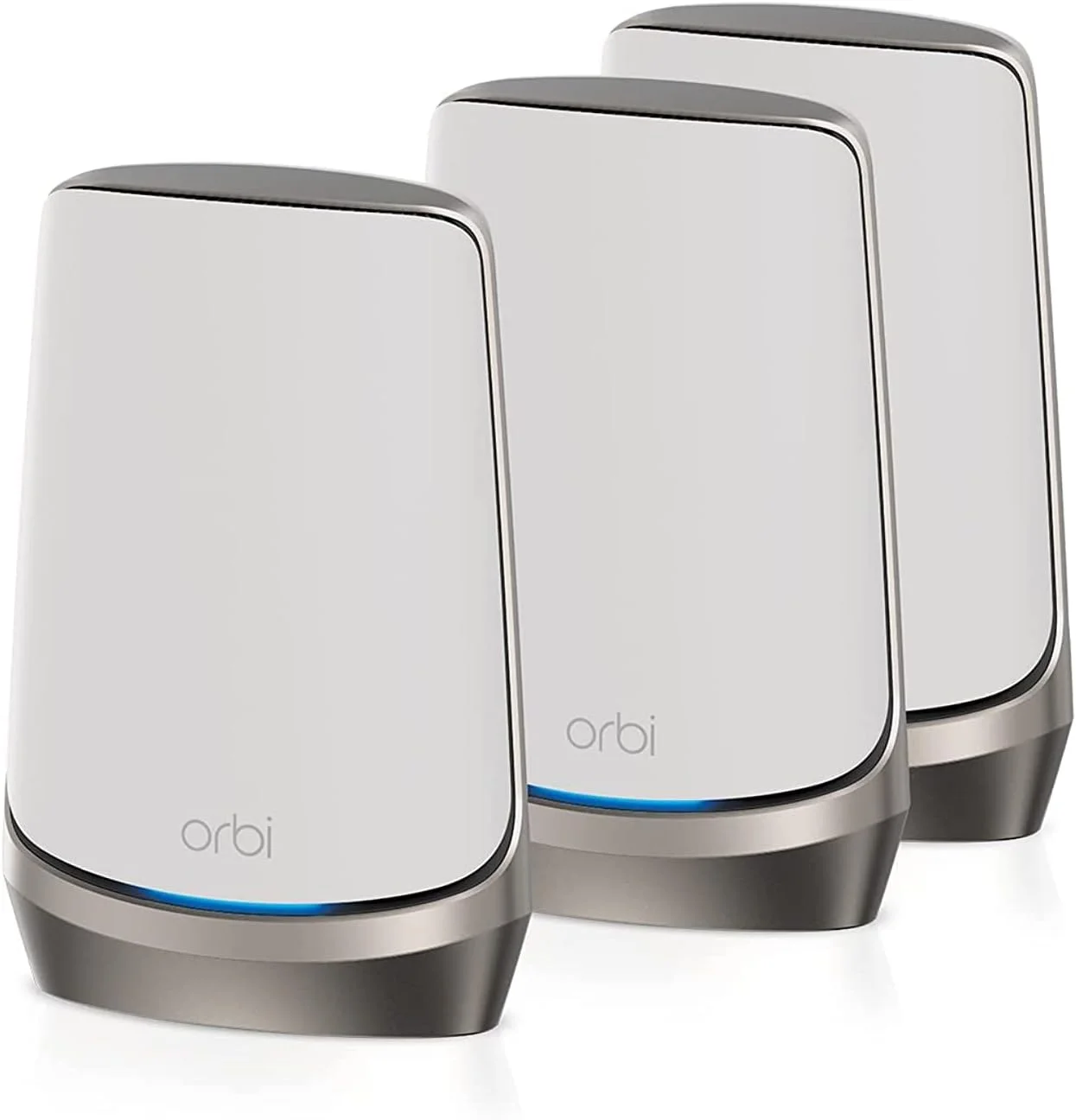 سیستم مش وای فای 6E چهار بانده NETGEAR Orbi AXE11000، RBKE963، 10.8 گیگابیت بر ثانیه، دارای پورت 10 گیگی، روتر با 2 ماهواره پوشش دهنده تا 9000 فوت مربع، 200 دستگاه متصل، شامل یک سال NETGEAR Armor