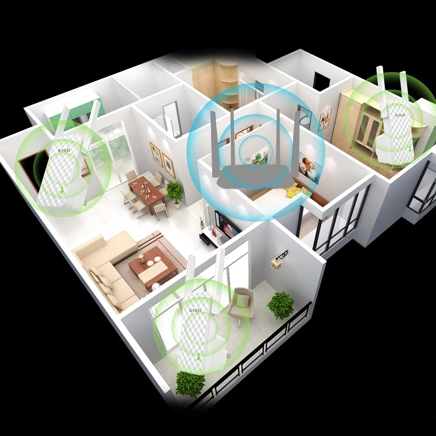 تقویت کننده برد وای فای دیواری تندا N300 مدل A9