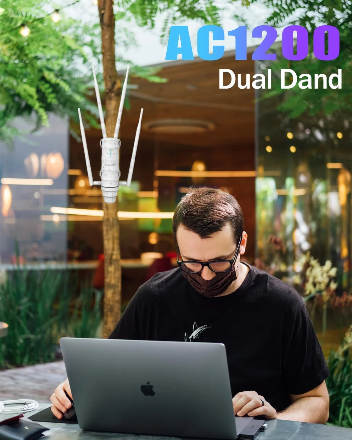 تقویت کننده برد وای فای بیرونی AC1200، اکسس پوینت بیرونی ضد آب WAVLINK با POE، تقویت کننده سیگنال وای فای دوربرد با قدرت بالا، دو باند 2.4/5 گیگاهرتز، پشتیبانی از حالت های AP/Repeater/Router وای فای.