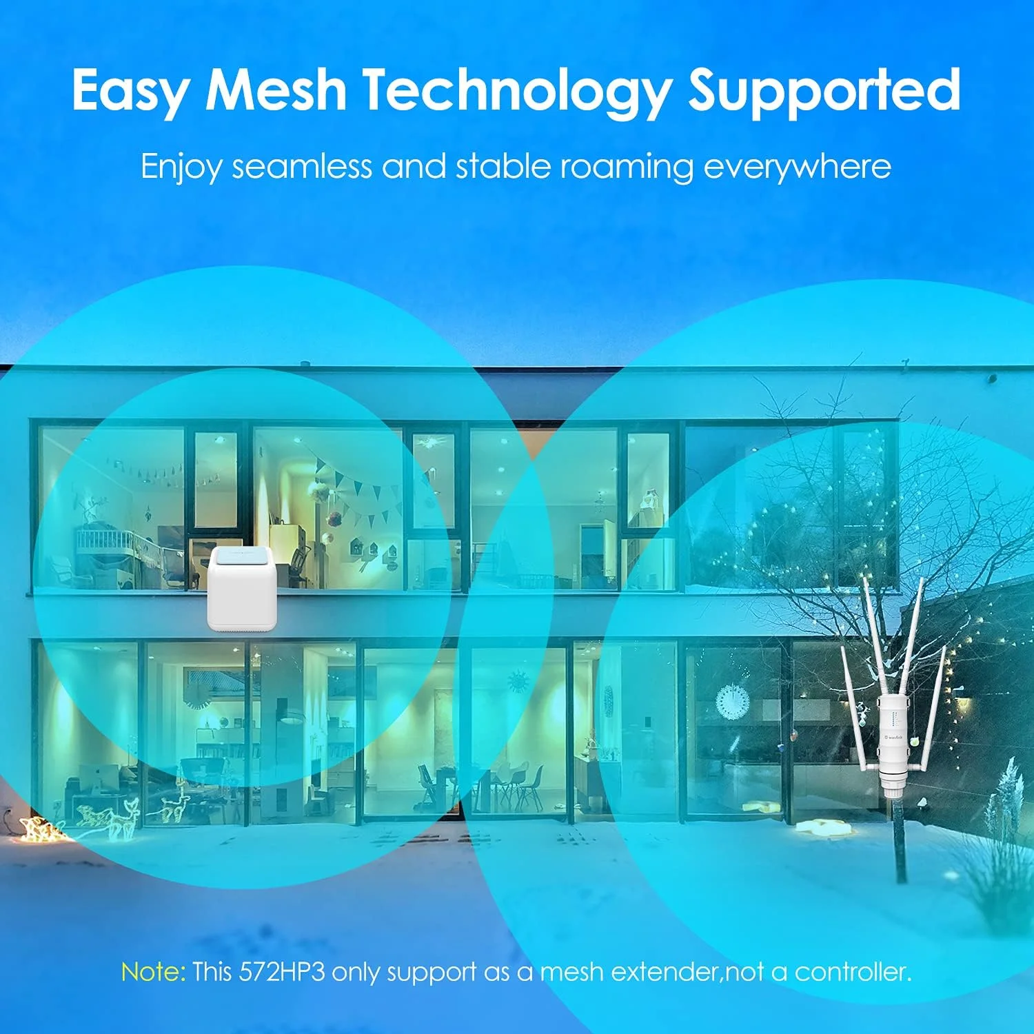 تقویت کننده وای فای WAVLINK مناسب فضای باز، برد بلند، اکسس پوینت بی سیم گیگابیتی AC1200 با توان بالا، دو بانده 2.4 گیگاهرتز و 5 گیگاهرتز با PoE غیرفعال، 4 آنتن جداشدنی 7dBi