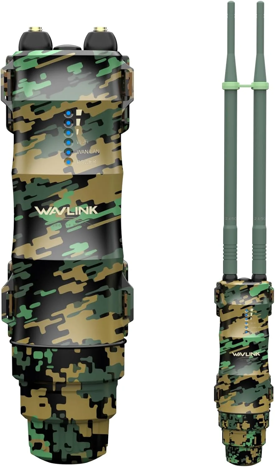 تقویت کننده وای فای برد بلند بیرونی WAVLINK AC1200، اکسس پوینت دو بانده بیرونی با PoE فعال/غیرفعال، پورت WAN/LAN، ضد آب IP67، پشتیبانی از حالت AP/Router/Repeater، 2 آنتن 7dBi - طرح استتار