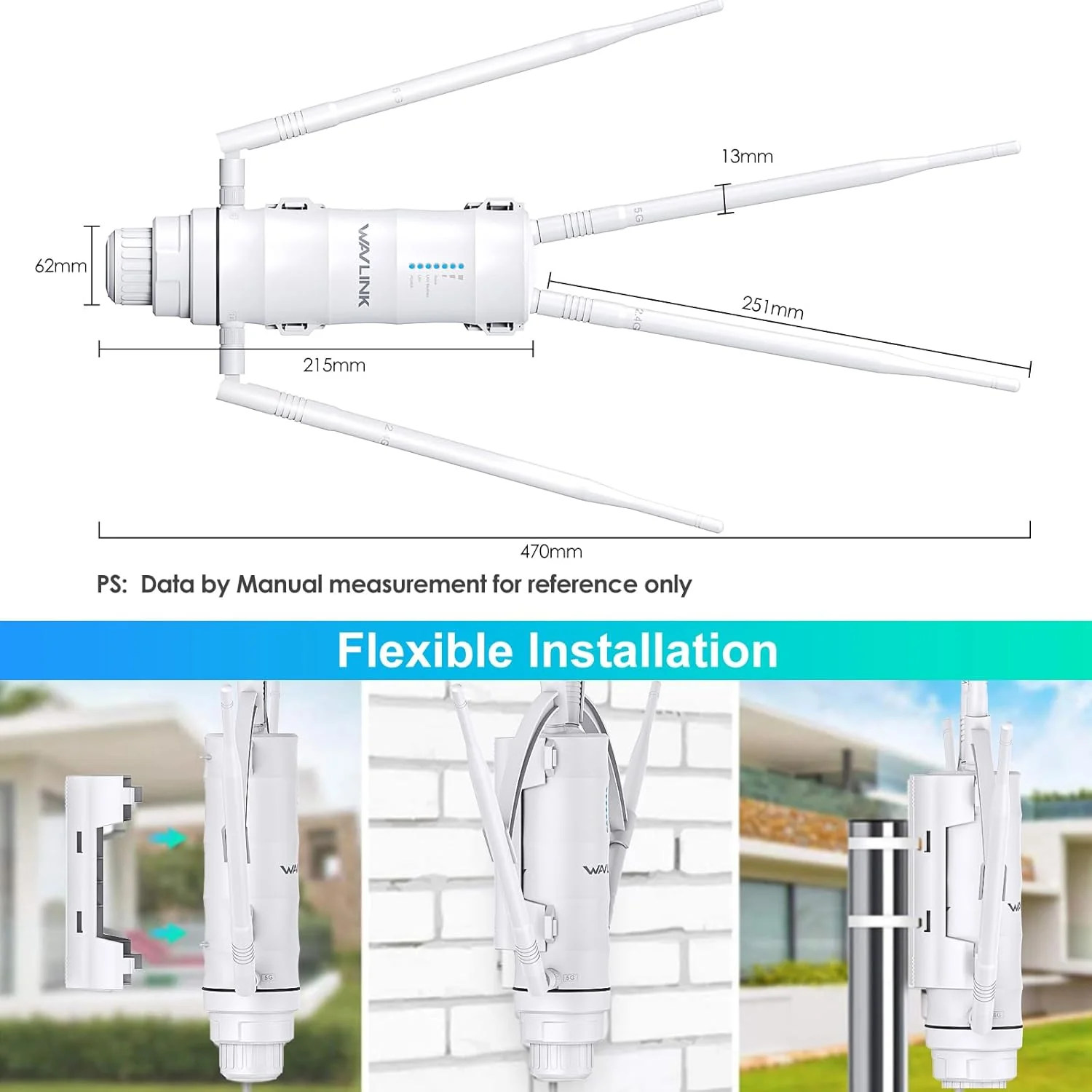 اکستندر وای فای/اکسس پوینت بی سیم بیرونی دوربرد و ضد آب WAVLINK AC1200 با POE غیرفعال، دو باند 5G+2.4G، 4 آنتن Omni Directional 7dBi، پشتیبانی از حالت های روتر/AP/تکرار کننده/مش اکستندر وای فای/اکسس پوینت بی سیم بیرونی دوربرد و ضد آب WAVLINK AC1200 با POE غیرفعال، دو باند 5G+2.4G، 4 آنتن Omni Directional 7dBi، پشتیبانی از حالت های روتر/AP/تکرار کننده/مش
