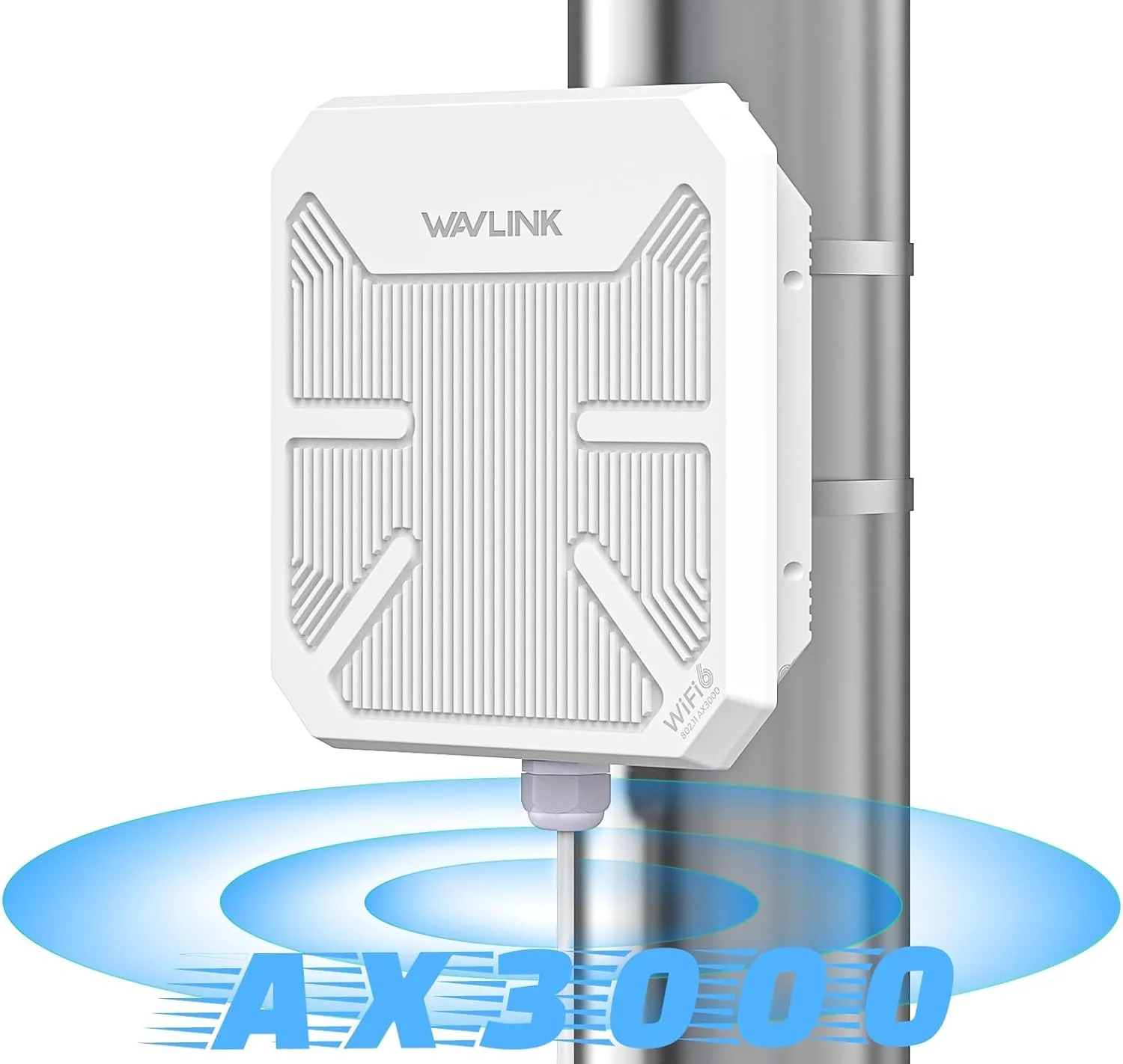 اکستندر/اکسس پوینت وای فای بیرونی WAVLINK AX3000 - تقویت کننده سیگنال بی سیم دوربرد با دو باند/PoE/IP67 ضد آب/تا 3 کیلومتر - پشتیبانی از 256 دستگاه برای کارخانه ها، مزارع