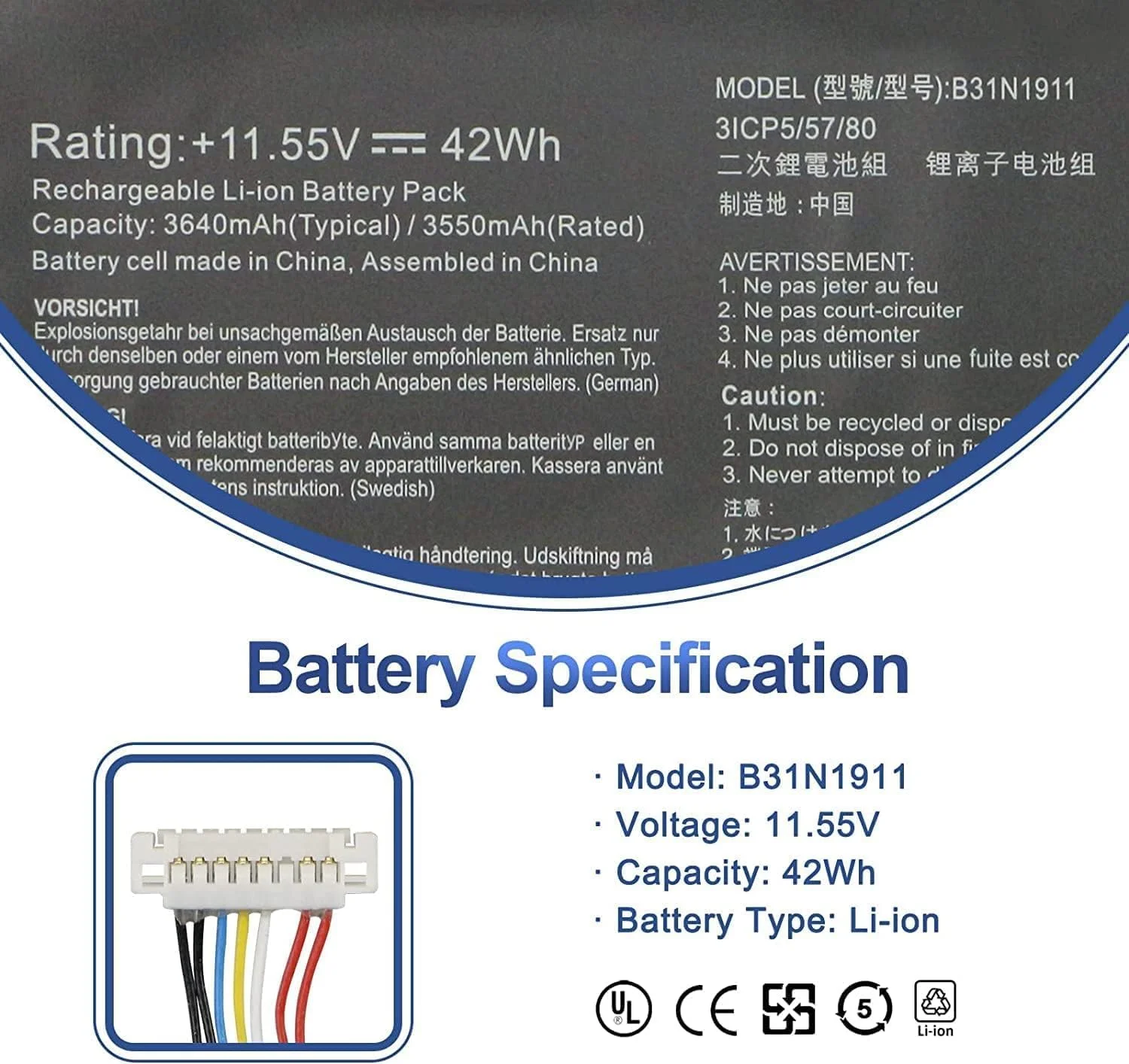 باتری 15.36 ولت 80 واتساعت 5235 میلیآمپر ساعت مدل B31N1911 سازگار با ASUS VivoBook Flip K413EA K413FA K413FP S433EA S433FA TM420U TM420UA TP420UA باتری 15.36 ولت 80 واتساعت 5235 میلیآمپر ساعت مدل B31N1911 سازگار با ASUS VivoBook Flip K413EA K413FA K413FP S433EA S433FA TM420U TM420UA TP420UA