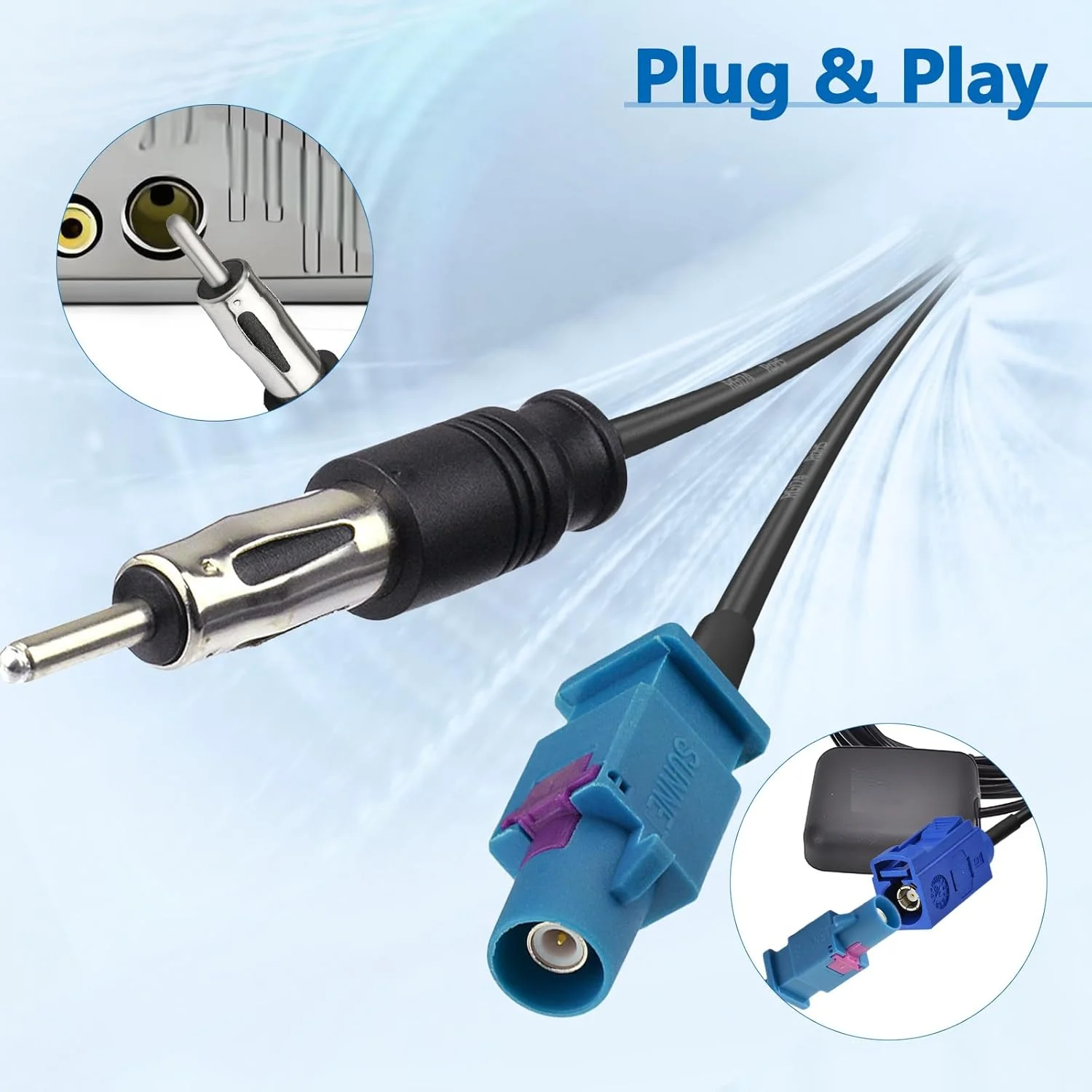 کابل افزایش طول آنتن رادیو خودرو SZSAUTO Fakra Z نر به DIN، 15 سانتی متر، مناسب برای استریو خودرو، رادیو FM AM و پخش کننده های صوتی