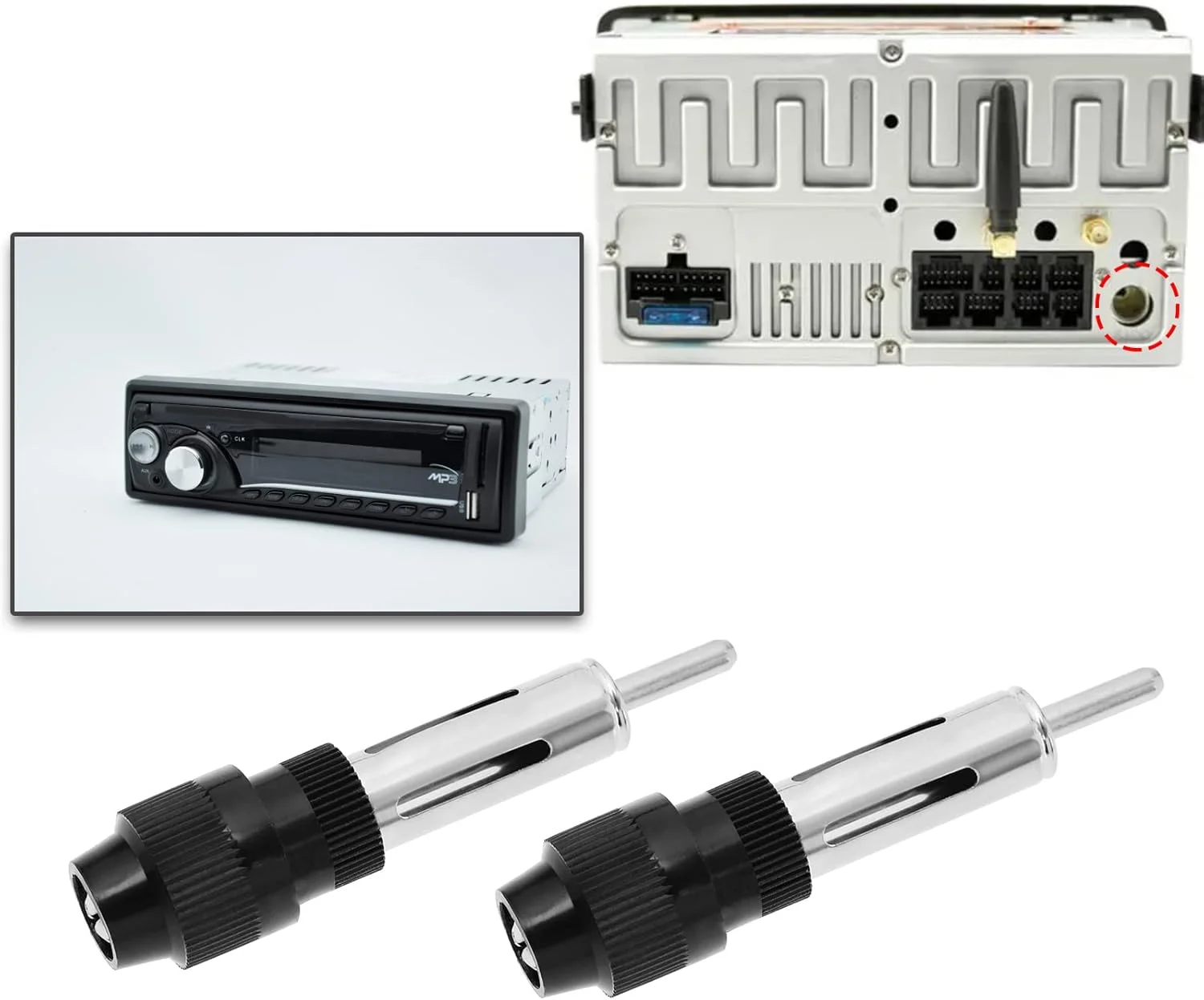 VGOL 5 عدد فیش آنتن رادیو DIN خودرو، جایگزین فیش لحیمی آنتن خودرو DIN مناسب برای رادیوهای خودرو و لوازم جانبی مرتبط