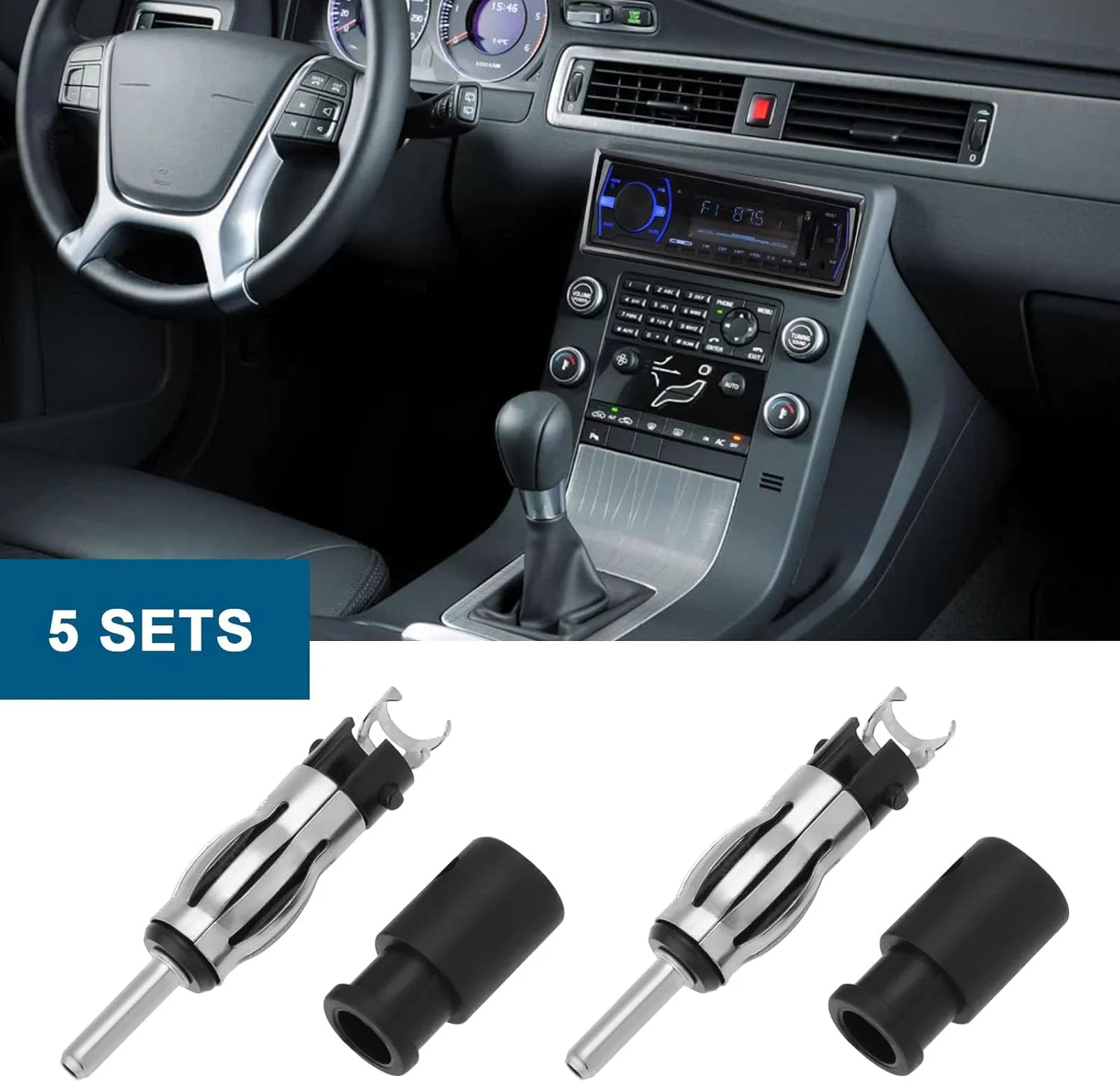 VGOL 5 مجموعه دوشاخه رادیو استریو DIN خودرو مناسب برای اکثر انواع سوکت آنتن رادیو خودرو قدیمی، اتصال دهنده آنتن، پورت های آنتن، دوشاخه DIN