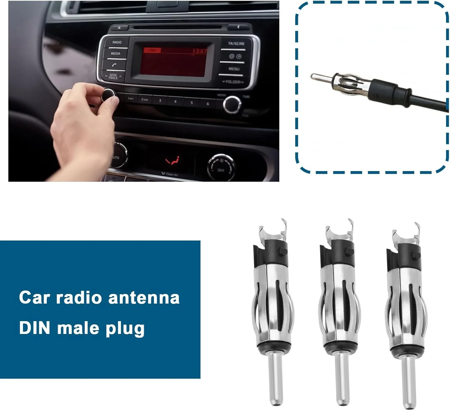 VGOL 5 مجموعه دوشاخه رادیو استریو DIN خودرو مناسب برای اکثر انواع سوکت آنتن رادیو خودرو قدیمی، اتصال دهنده آنتن، پورت های آنتن، دوشاخه DIN