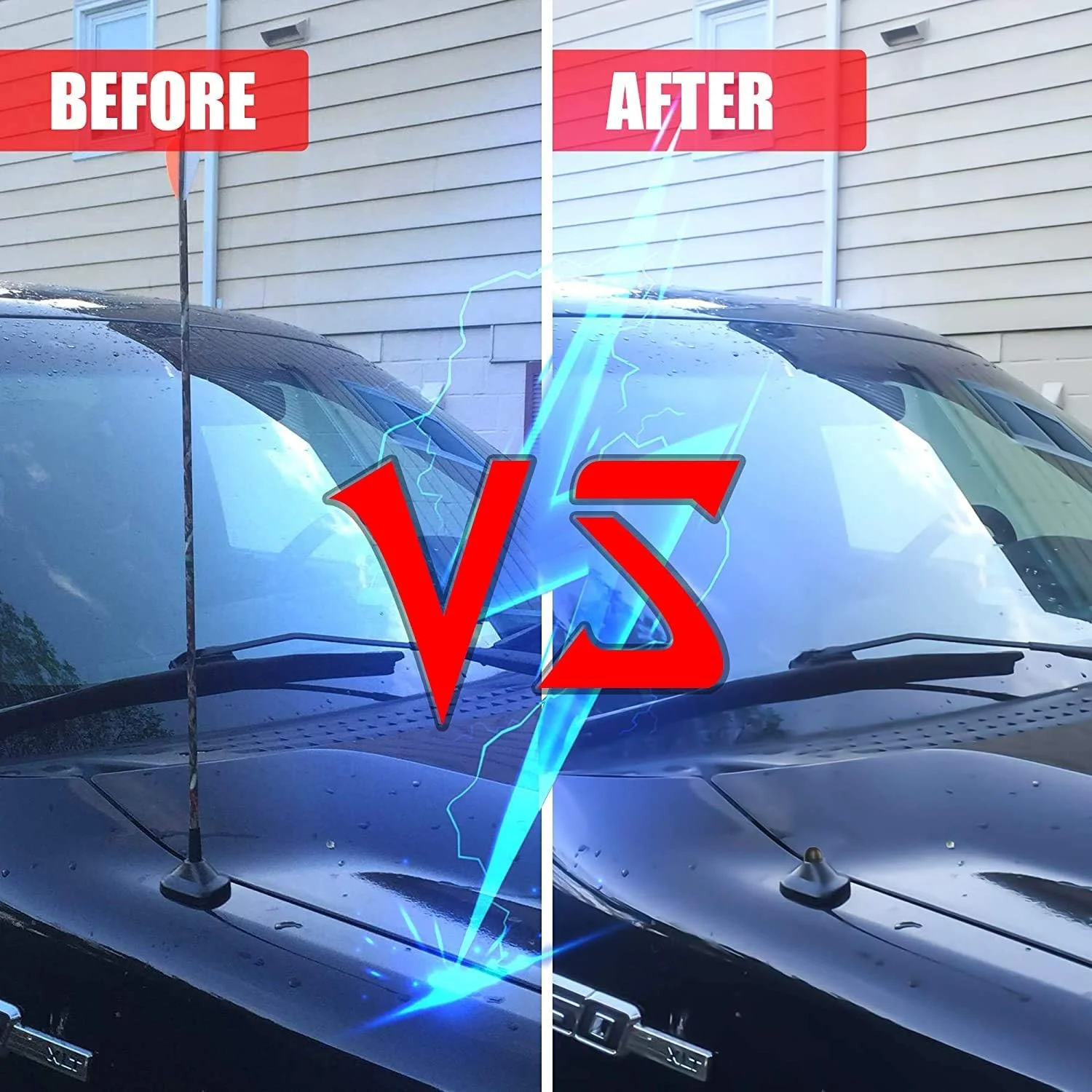 مجموعه ۳ عددی درپوش حذف آنتن مشکی VOFONO سازگار با فورد F150 ۲۰۰۹-۲۰۲۱ | ضد آب، کوتاه و جمع و جور | قطعات و لوازم جانبی پلاگ حذف آنتن