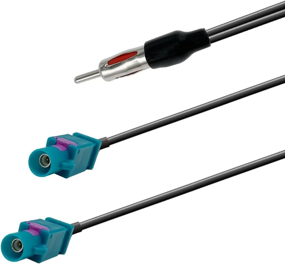 کابل تقسیم کننده دوگانه فکرا به DIN، 39 سانتی متر، 50 اهم، تقسیم کننده آنتن رادیویی AM/FM، فکرا Z به پلاگین DIN، کابل RG174