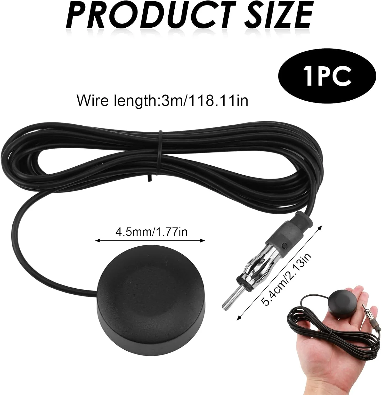 آنتن رادیو خودرو یونیورسال، آنتن شیشه ای FM چسبی با کانکتور DIN و کابل افزایش طول 3 متری برای خودرو، کامیون، SUV، رادیو استریو