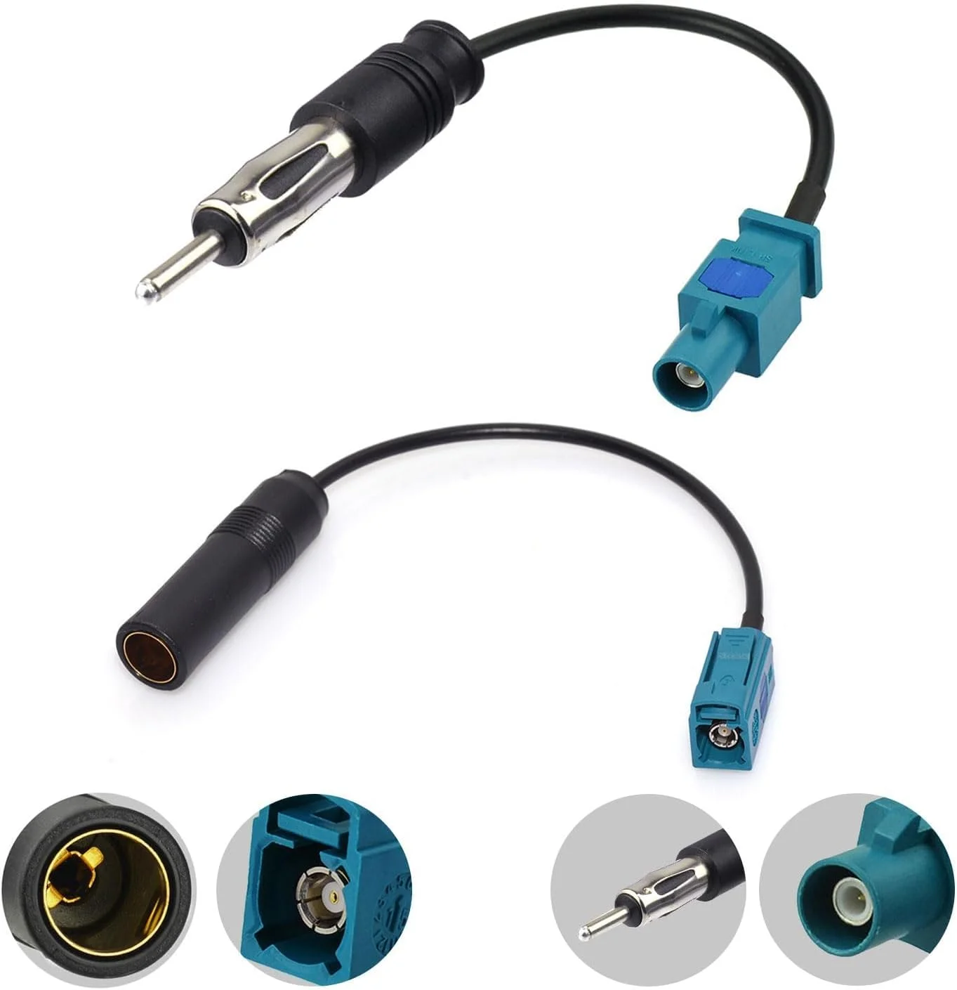 کابل آداپتور آنتن رادیویی FM AM استریو خودرو جهانی (2 عددی) 15 سانتی متری فاکرا Z نر به مادگی به کابل اتصال DIN برای پخش کننده رسانه CD واحد اصلی رادیو HD صوتی استریو خودرو