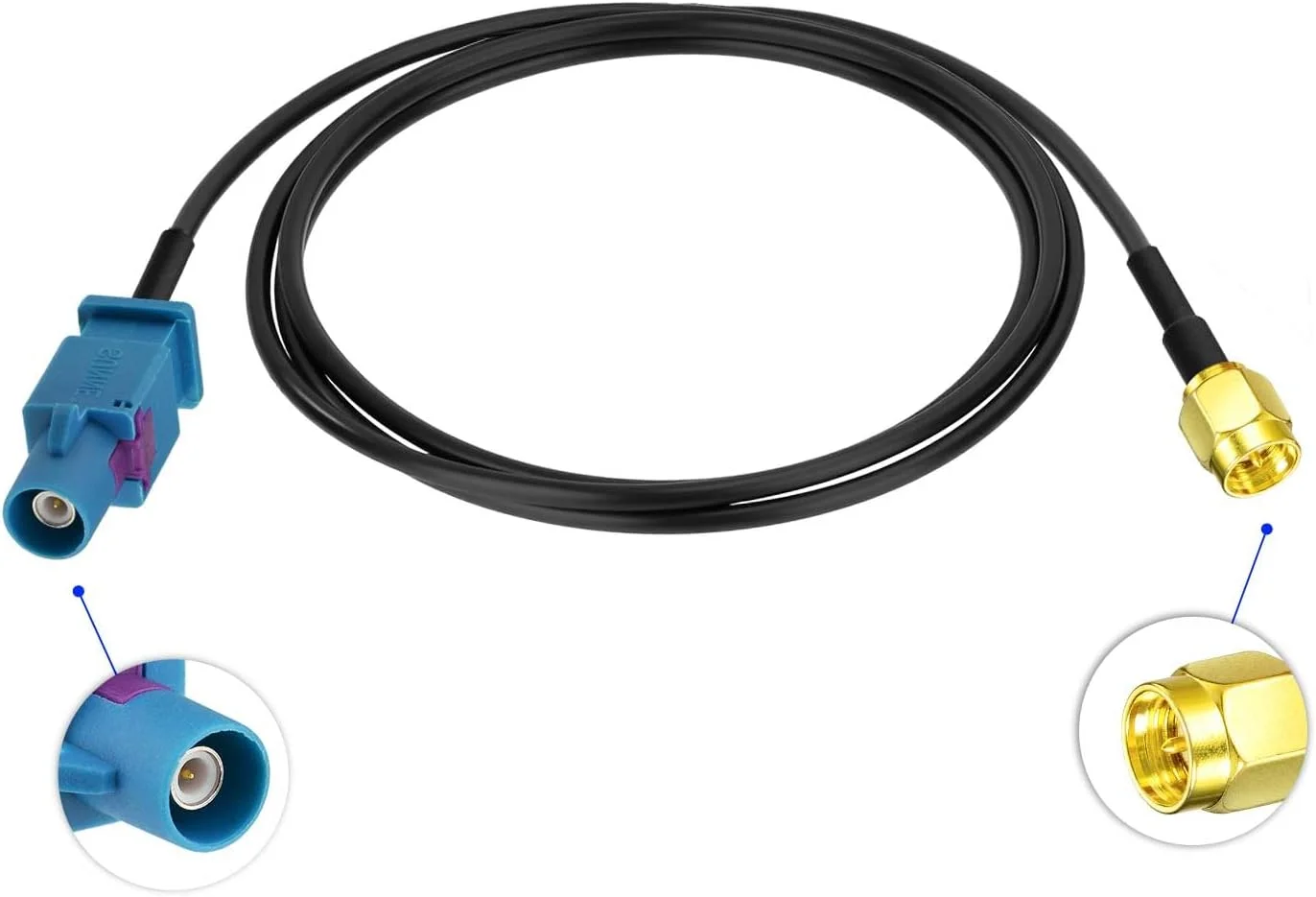 کابل آداپتور آنتن خودرو Fakra Z نر به SMA نر 1 متری برای استریو خودرو، واحد اصلی اندروید، مسیریابی GPS، رادیو ماهواره ای Sirius XM، رادیو AM FM، مخابرات 4G LTE، ماژول بلوتوث