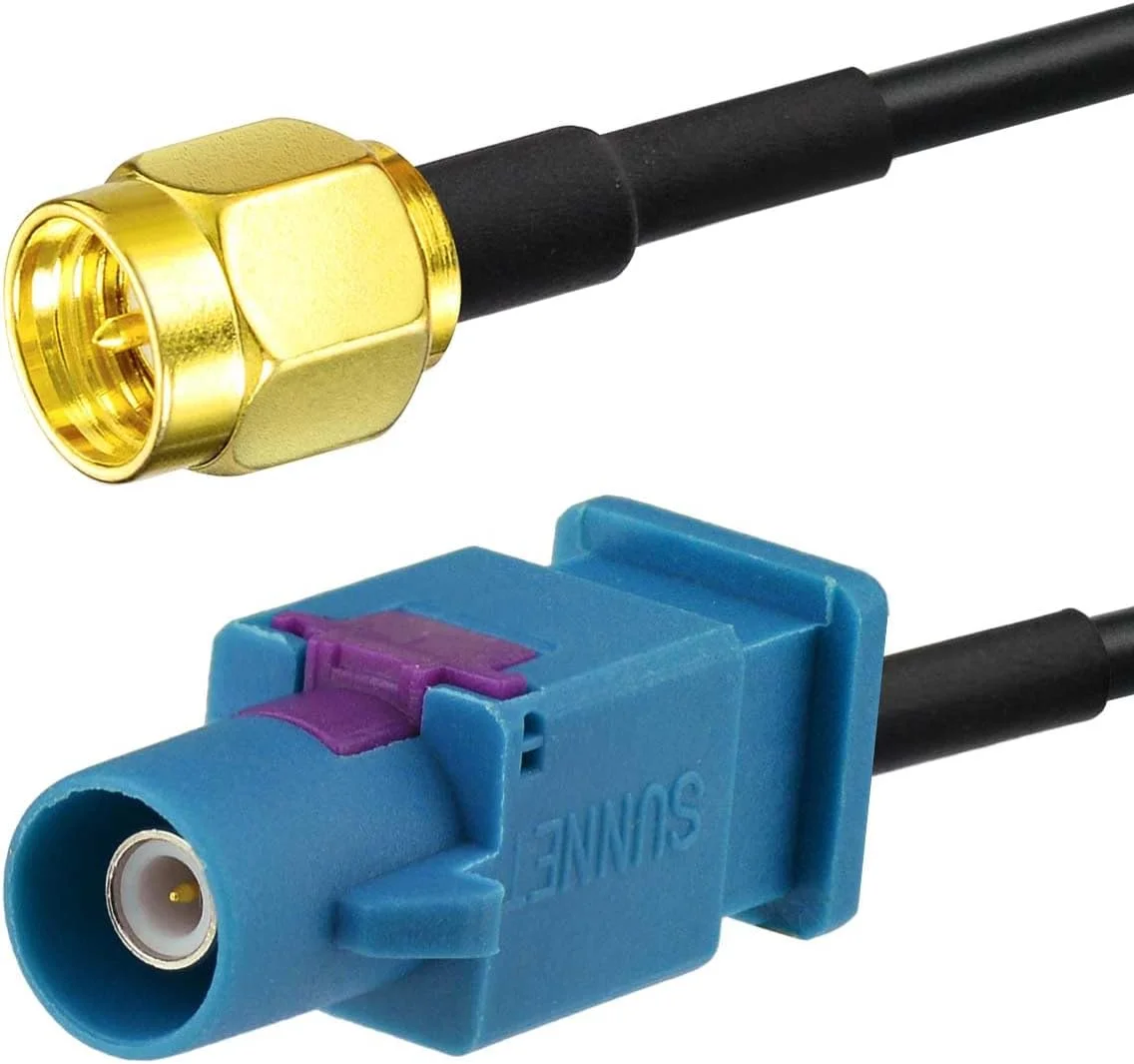 کابل آداپتور آنتن خودرو Fakra Z نر به SMA نر 1 متری برای استریو خودرو، واحد اصلی اندروید، مسیریابی GPS، رادیو ماهواره ای Sirius XM، رادیو AM FM، مخابرات 4G LTE، ماژول بلوتوث