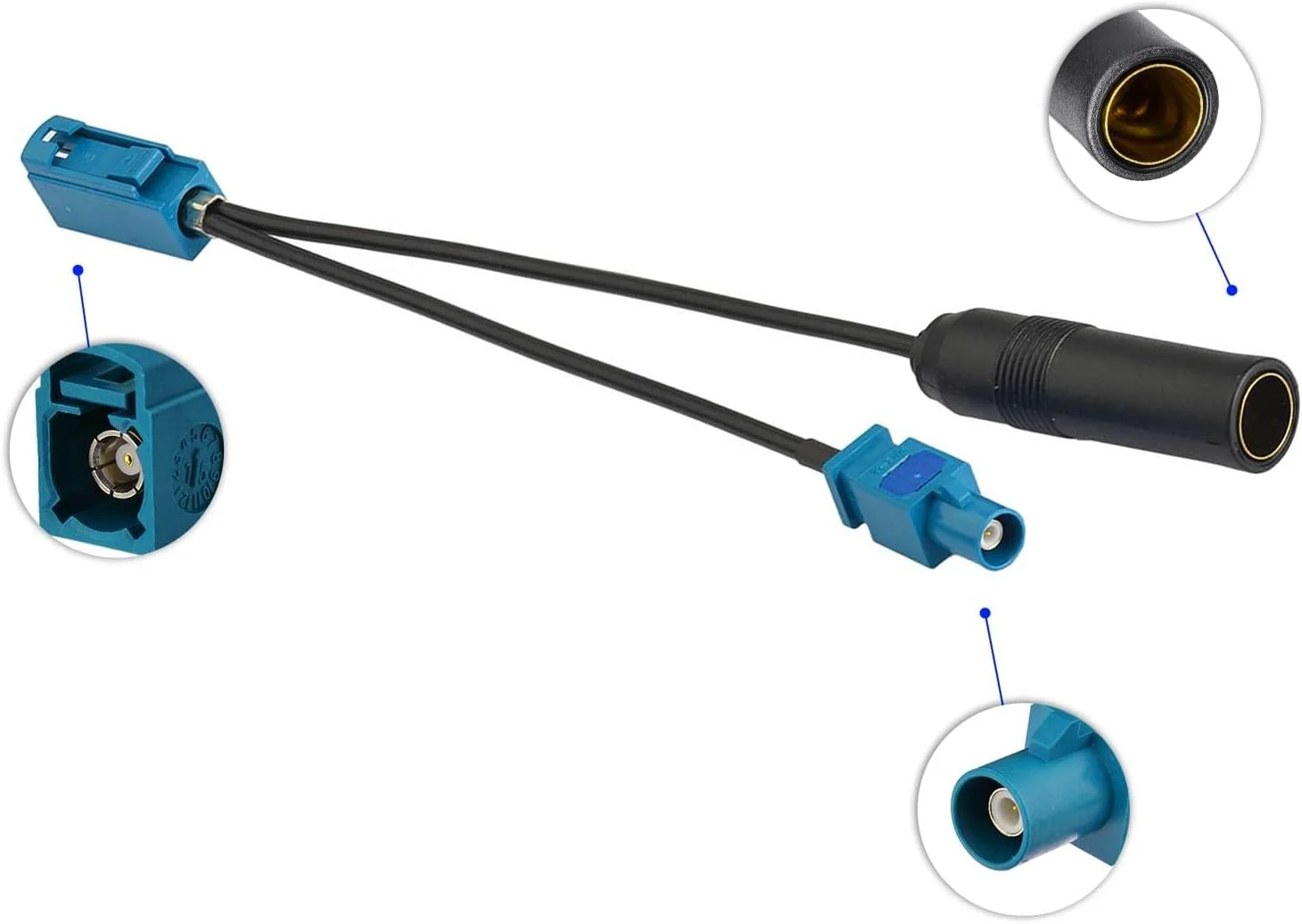 کابل تبدیل آنتن خودرو فاکرا Z مادگی به نری DIN، کابل آداپتور Y شکل آنتن خودرو، اسپلیتر آنتن رادیو FM AM خودرو به طول 15 سانتی متر مناسب برای خودرو، کامیون، SUV، استریو رادیویی صوتی