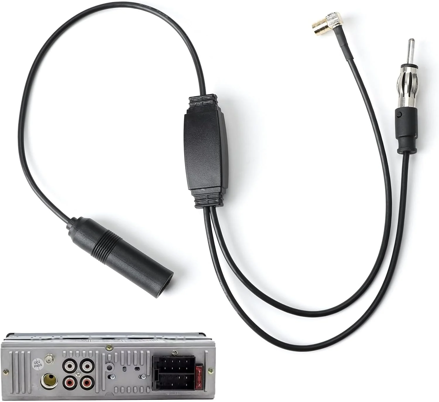 اسپلیتر DAB، آداپتور DAB برای رادیو خودرو با تقویت کننده، اسپلیتر آنتن DAB+ با قابلیت اتصال آسان، سازگار با پایونیر، JVC، کنوود، کابل SMB به پلاگ DIN، 34.5 سانتی متر، آنتن DAB پایونیر