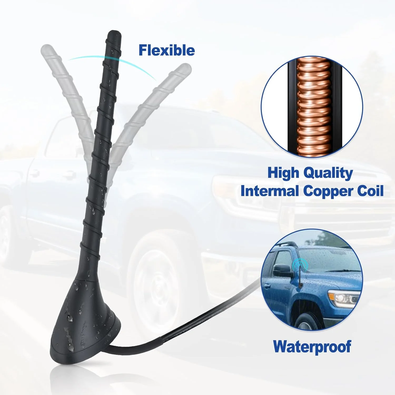 آنتن رادیو خودرو یونیورسال سوپربات، نصب روی سقف، جایگزین آنتن استریو FM AM برای خودرو، کامیون، شاسی بلند، قایق دریایی، گیرنده استریو رادیو