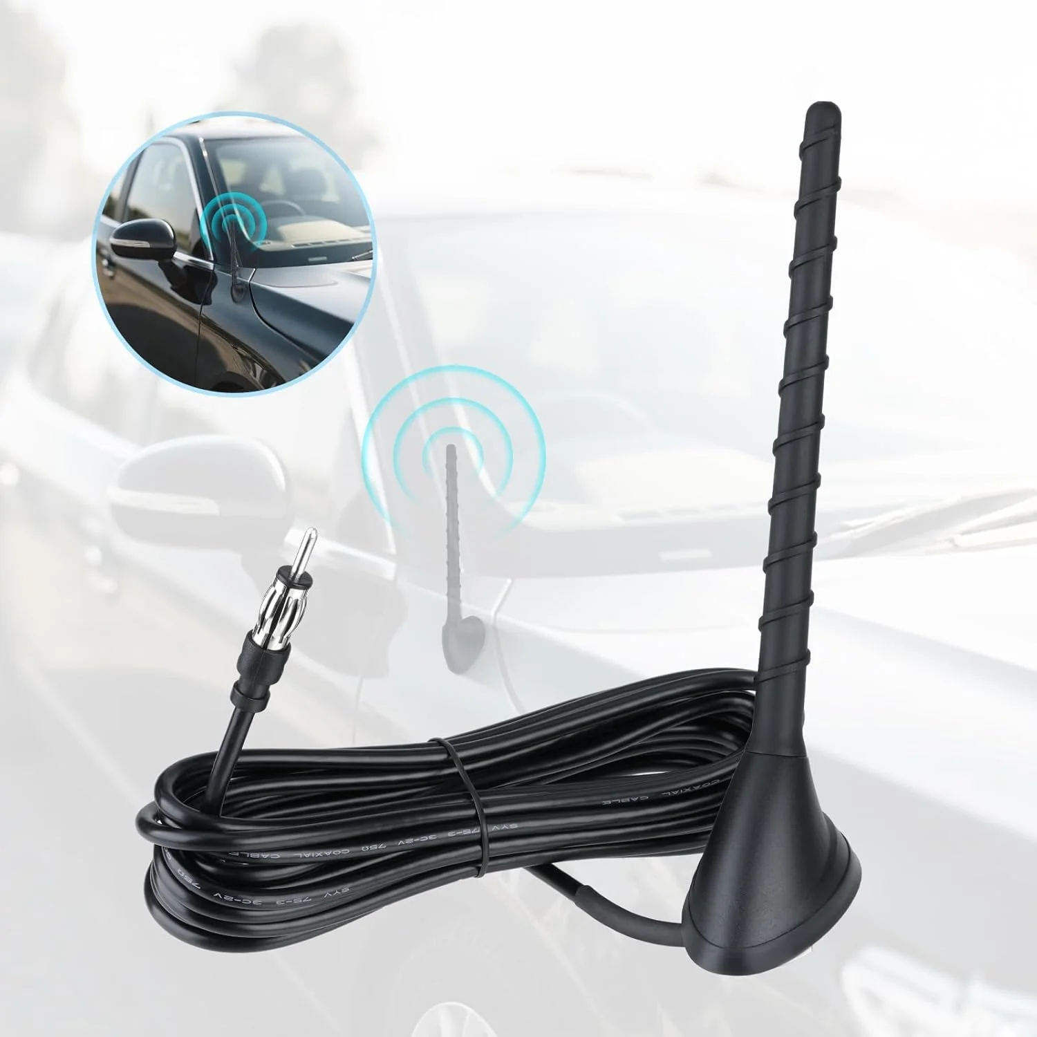 آنتن رادیو خودرو یونیورسال سوپربات، نصب روی سقف، جایگزین آنتن استریو FM AM برای خودرو، کامیون، شاسی بلند، قایق دریایی، گیرنده استریو رادیو