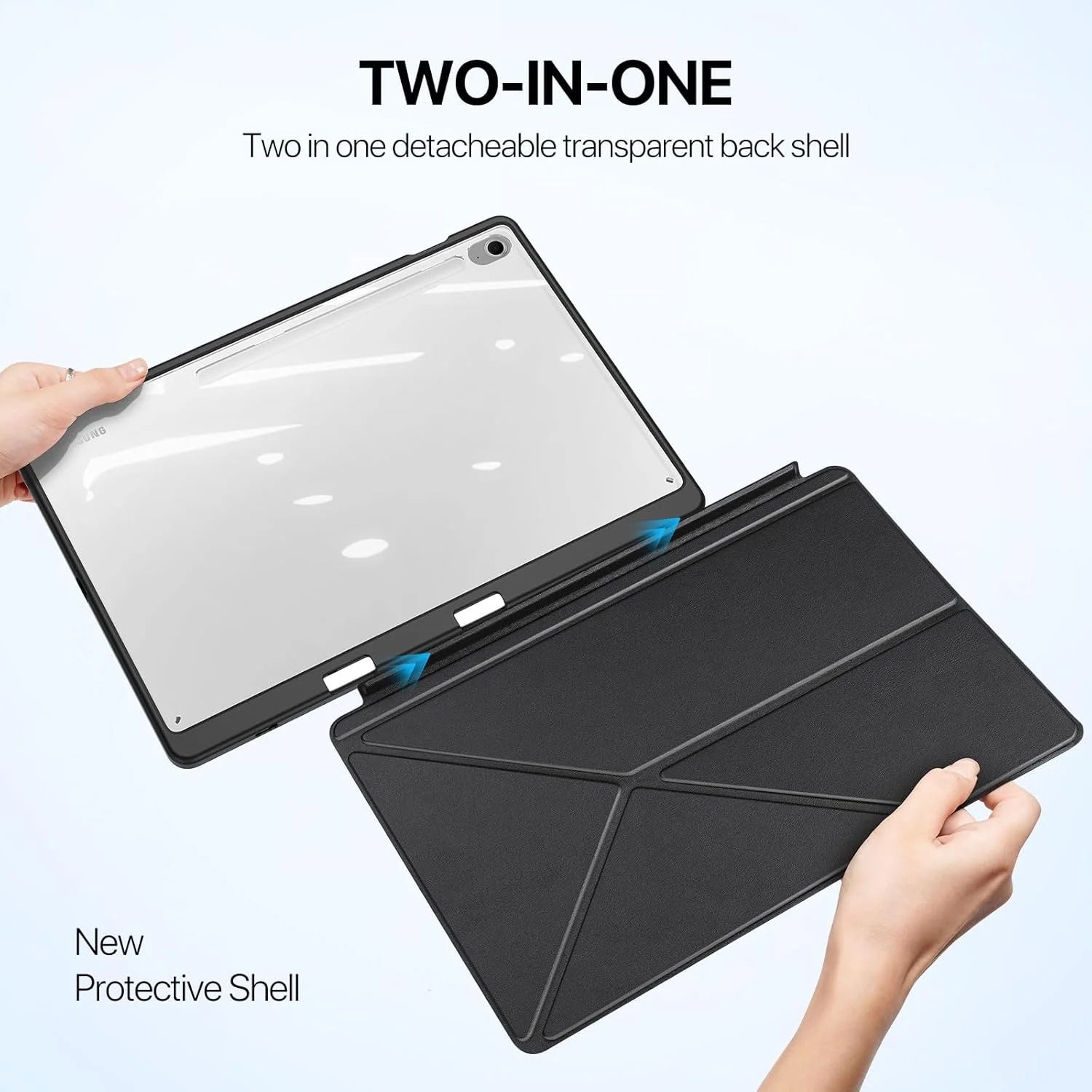 کیف تبلت سامسونگ گلکسی تب S10 FE پلاس 13.1 اینچ مدل 2025 با جای قلم، طراحی مثلثی، کیف تاشو [با قابلیت خواب/بیدار شدن خودکار]، مشکی