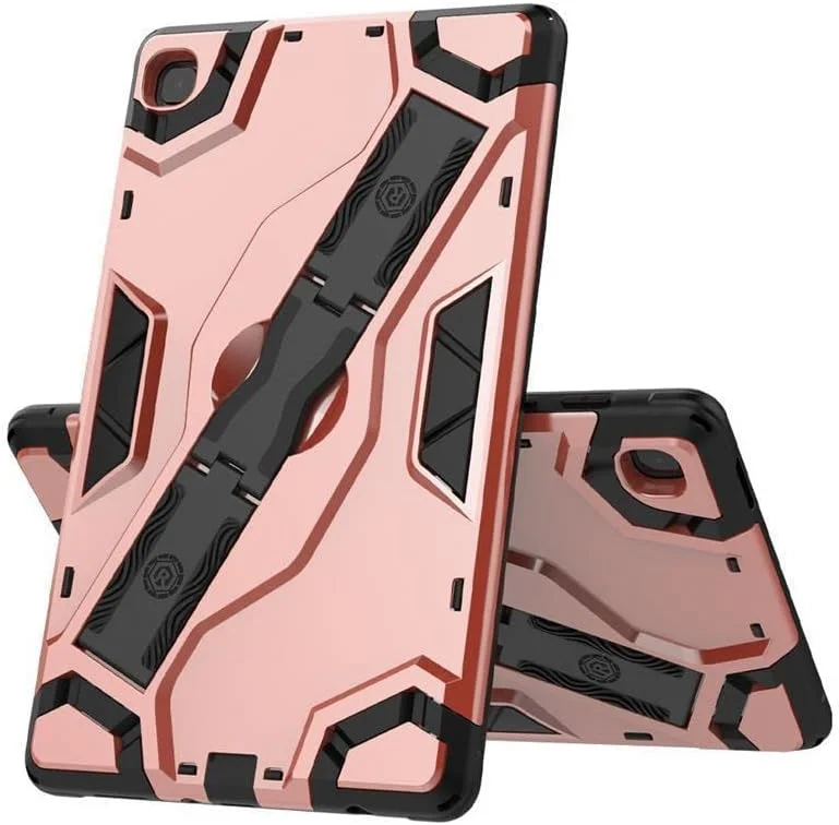 کیف محافظ تبلت سامسونگ گلکسی تب A7 لایت 8.7 اینچ (SM-T220/T225)، فریم TPU نرم و پشت PC سخت، طراحی تاشو با بند دستی ضد لغزش، کیف محافظ سنگین برای تب A7 لایت - طلایی رز
