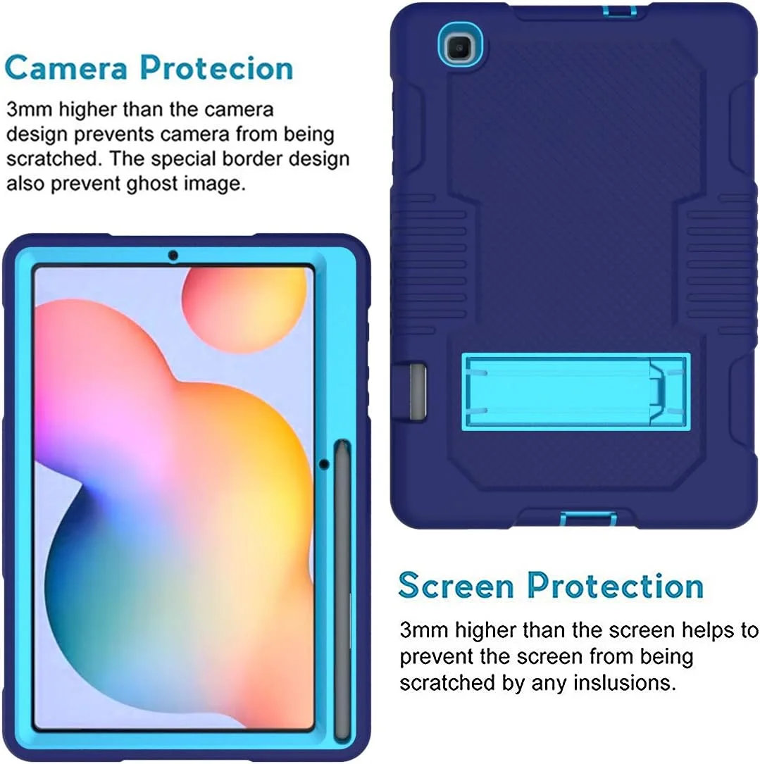 کاور محافظ تبلت سامسونگ گلکسی تب S6 لایت 10.4 اینچ 2024/2022/2020 (مدل SM-P620N/P625N/P610N/P613N/P615N)، ضد ضربه و مقاوم با محافظ صفحه نمایش، سرمه ای
