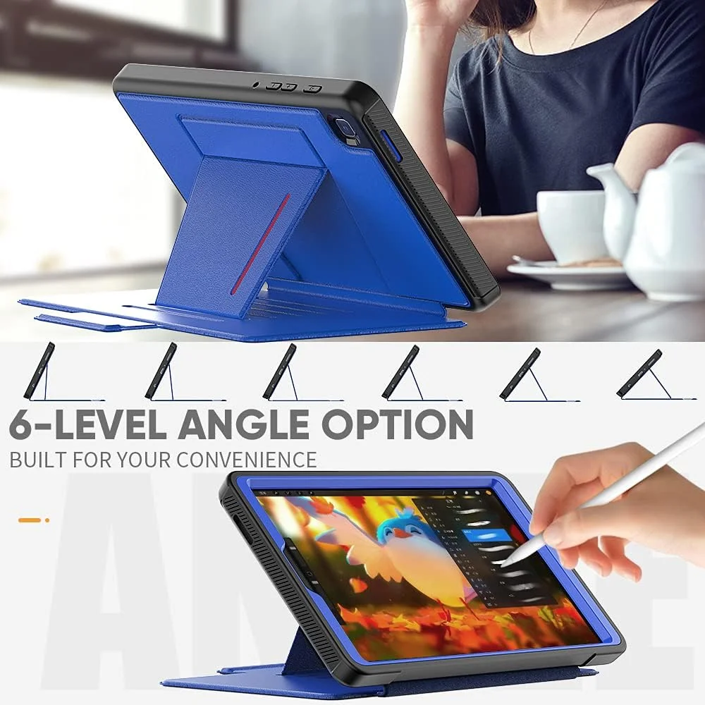 کاور تبلت هوشمند برای سامسونگ گلکسی تب A7 لایت ۸.۷ اینچ - T220/T225، کاور فولیو استند ضد ضربه ممتاز، زوایای دید چندگانه مغناطیسی با قاب صفحه نمایش + جای کارت - آبی