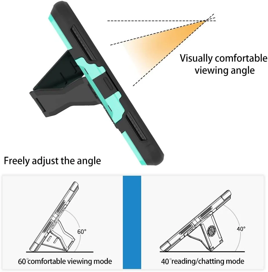 کیف محافظ تبلت سامسونگ گلکسی تب A7 لایت 8.7 اینچی (SM-T220/T225)، فریم TPU نرم و پشت PC سخت، طراحی تاشو با بند دستی ضد لغزش، کیف محافظ سنگین برای تب A7 لایت - نقره ای