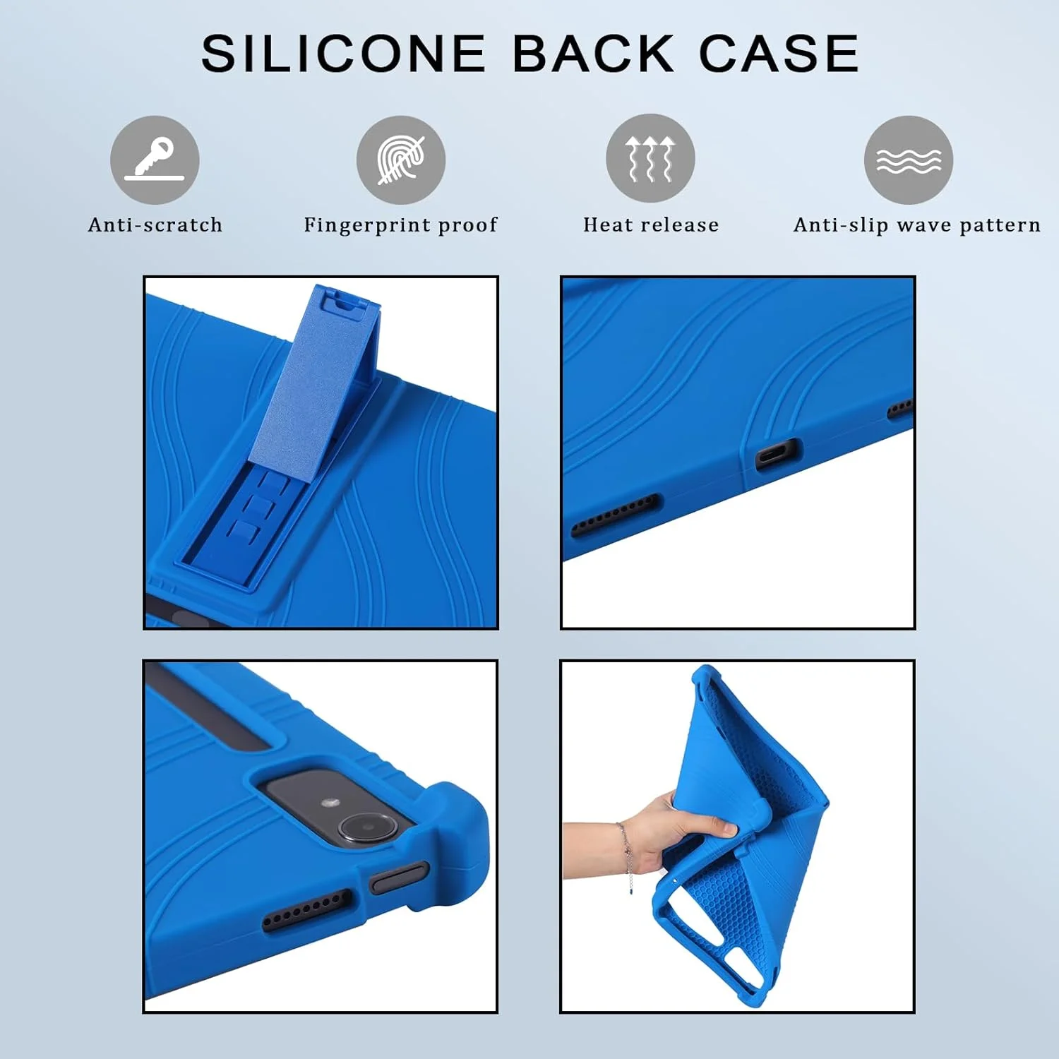 کیف تبلت XLTTONG برای لنوو تب P12 سایز 12.7 اینچ، کیف سیلیکونی تبلت با نگهدارنده PC، ضد ضربه برای لنوو تب P12 2023 TB-370FU (آبی)