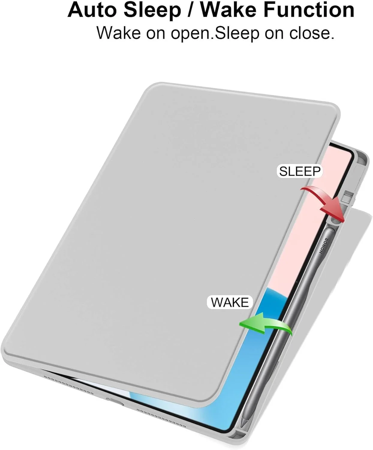 کاور محافظ هیبریدی سازگار با آنر پد 10 مدل 12.1 اینچ 2025، کاور پشتی سخت PC آکریلیک شفاف با قابلیت تنظیم چند زاویه و دارای جای قلم، ضد ضربه (خاکستری)