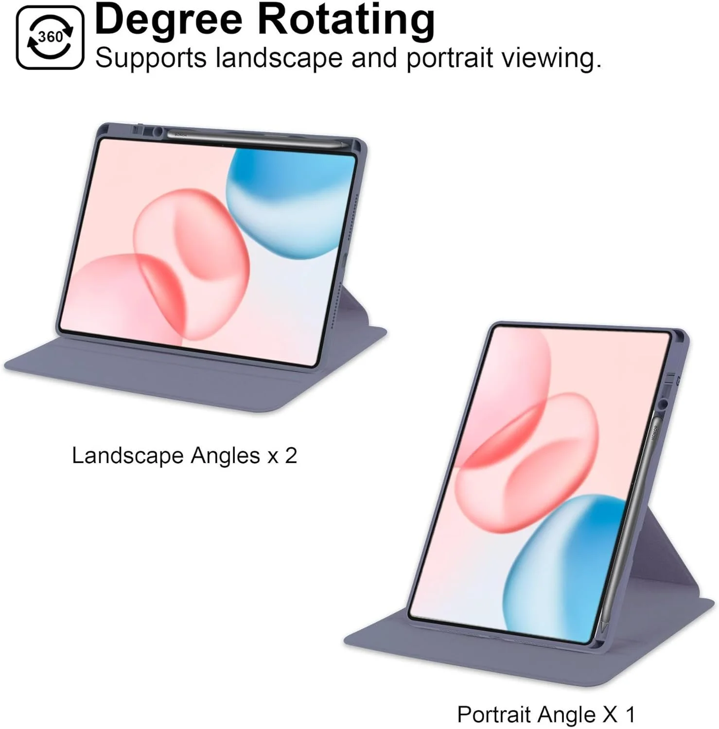 کاور محافظ هیبریدی Vurtboly سازگار با آنر پد 10 مدل 12.1 اینچ 2025، کاور پشتی PC سخت چند زاویه ای آکریلیک شفاف با نگهدارنده قلم، کاور استند محافظ ضد ضربه برای آنر پد 10 مدل 12.1 اینچ (بنفش)