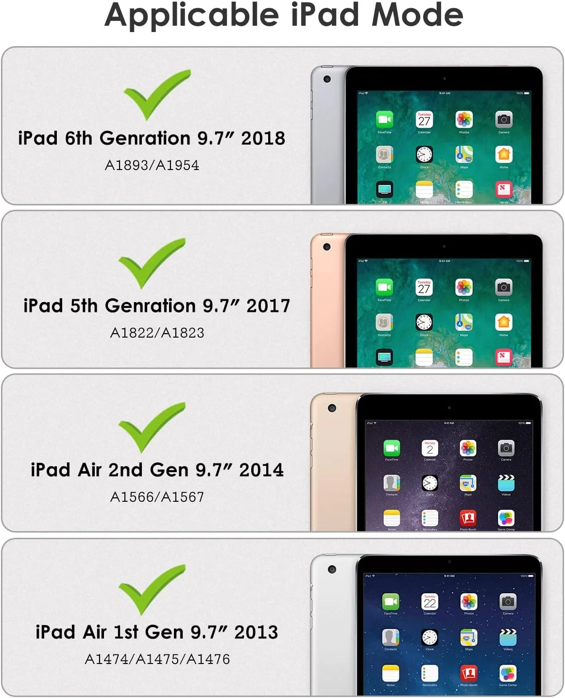 کاور آیپد نسل ششم/پنجم 9.7 اینچی (مدل 2018/2017) و آیپد ایر 2 و 1 (مدل 2014/2013)، پشت شفاف، کاور هوشمند [دارای جای قلم، حالت خواب/بیدار خودکار] - صورتی