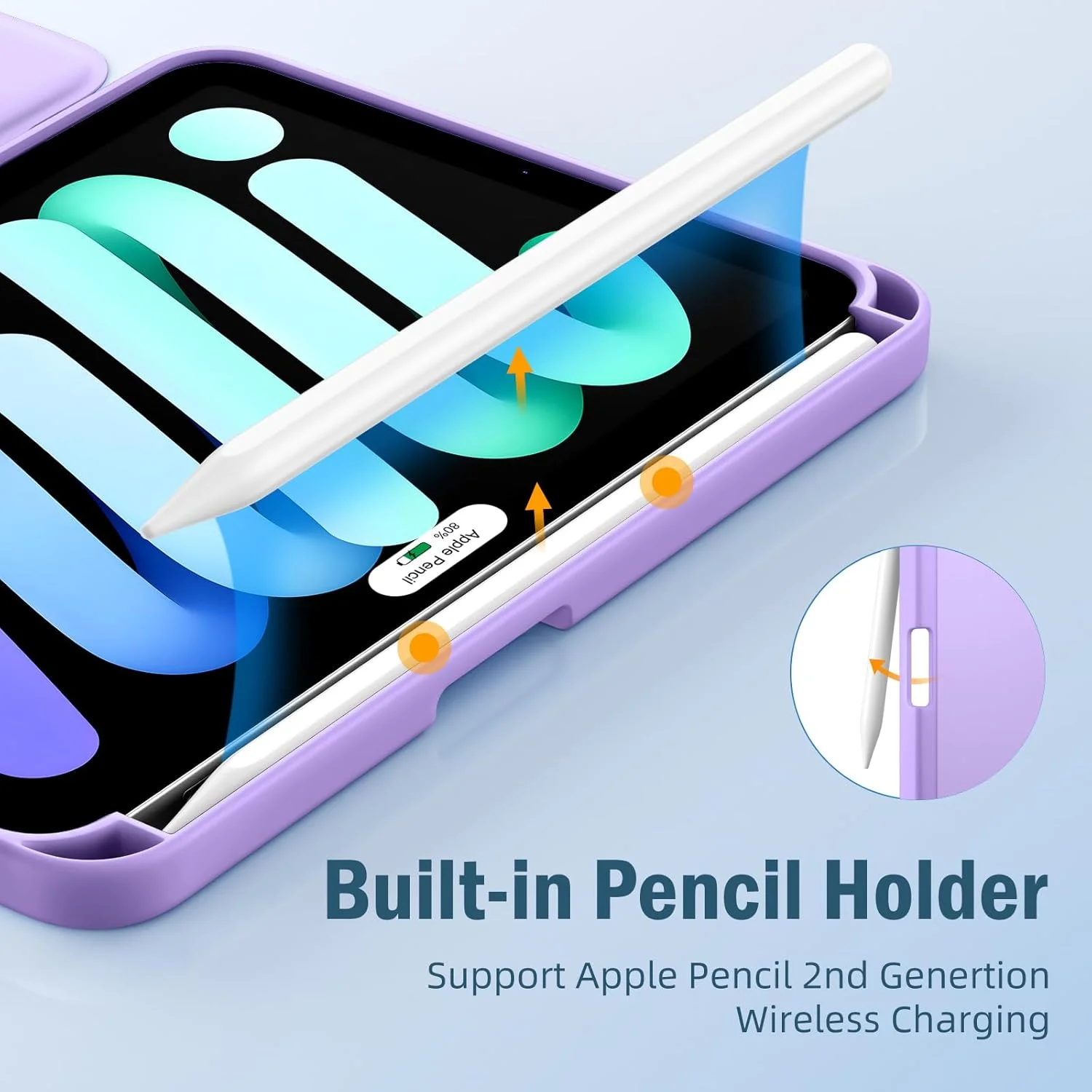 کیف محافظ آیپد مینی 7 (A17 Pro) مدل 2024، مناسب برای آیپد مینی نسل 7/6 اینچی 8.3 اینچی مدل 2024/2021 به همراه جای قلم، کاور سه تایی باریک با پشت TPU نرم، قابلیت خواب/بیدار شدن خودکار، رنگ یاسی