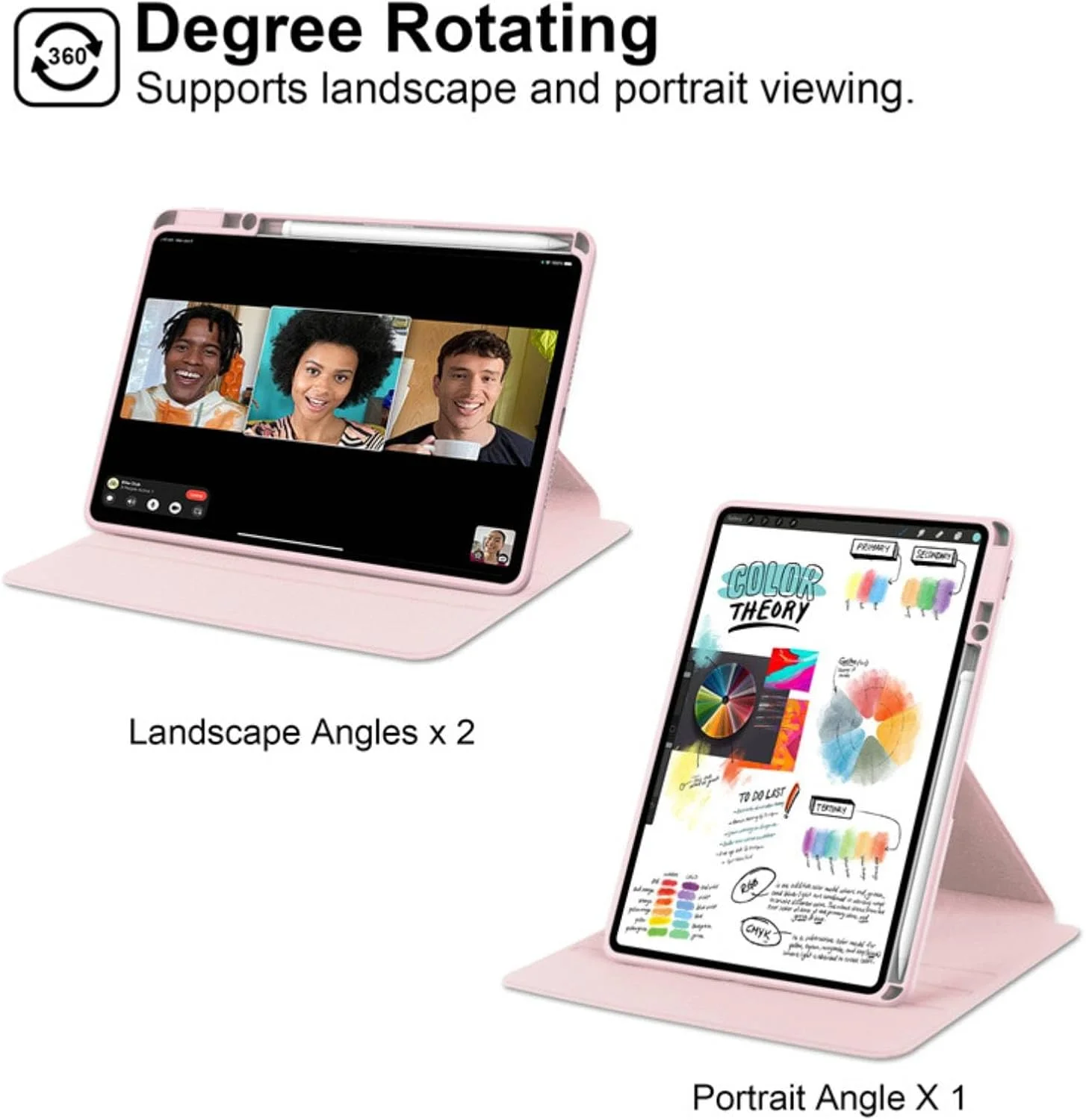کاور ترکیبی Vurtboly سازگار با آنر پد 10 12.1 اینچ 2025، کاور پشتی PC سخت آکریلیک شفاف چند زاویه ای با نگهدارنده قلم، کاور محافظ استند ضد ضربه برای آنر پد 10 12.1 اینچ 2025 (صورتی)