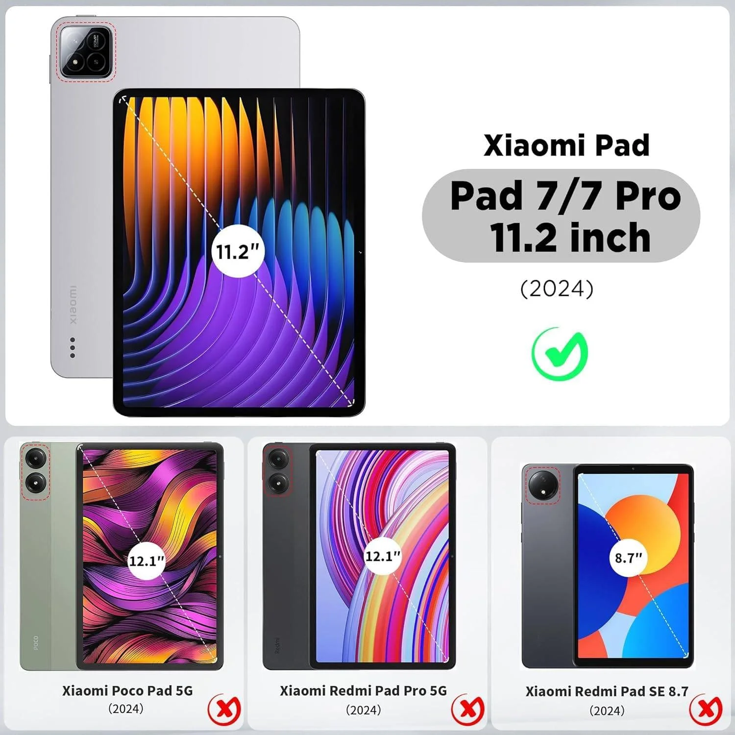 کاور محافظ هیبریدی مناسب برای شیائومی می پد 7/7 پرو 11.2 اینچ 2024، کاور PC سخت چند زاویه ای آکریلیک شفاف با جای قلم و استند محافظ برای شیائومی پد 7 پرو 2024 (صورتی)